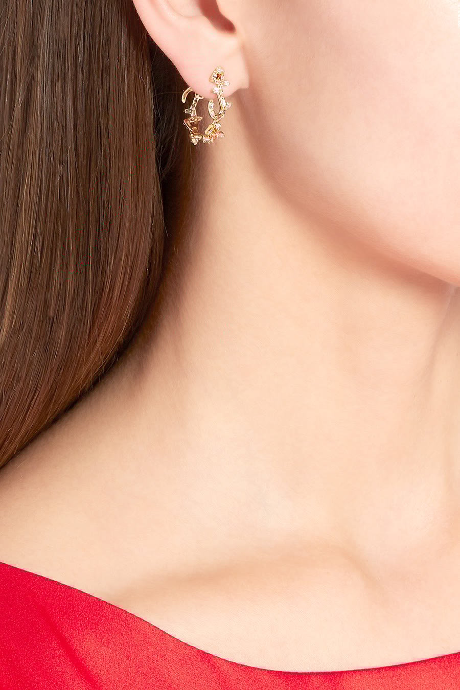 Hob/Love Hoop Earrings, 18k Yellow Gold & Baguette Diamonds