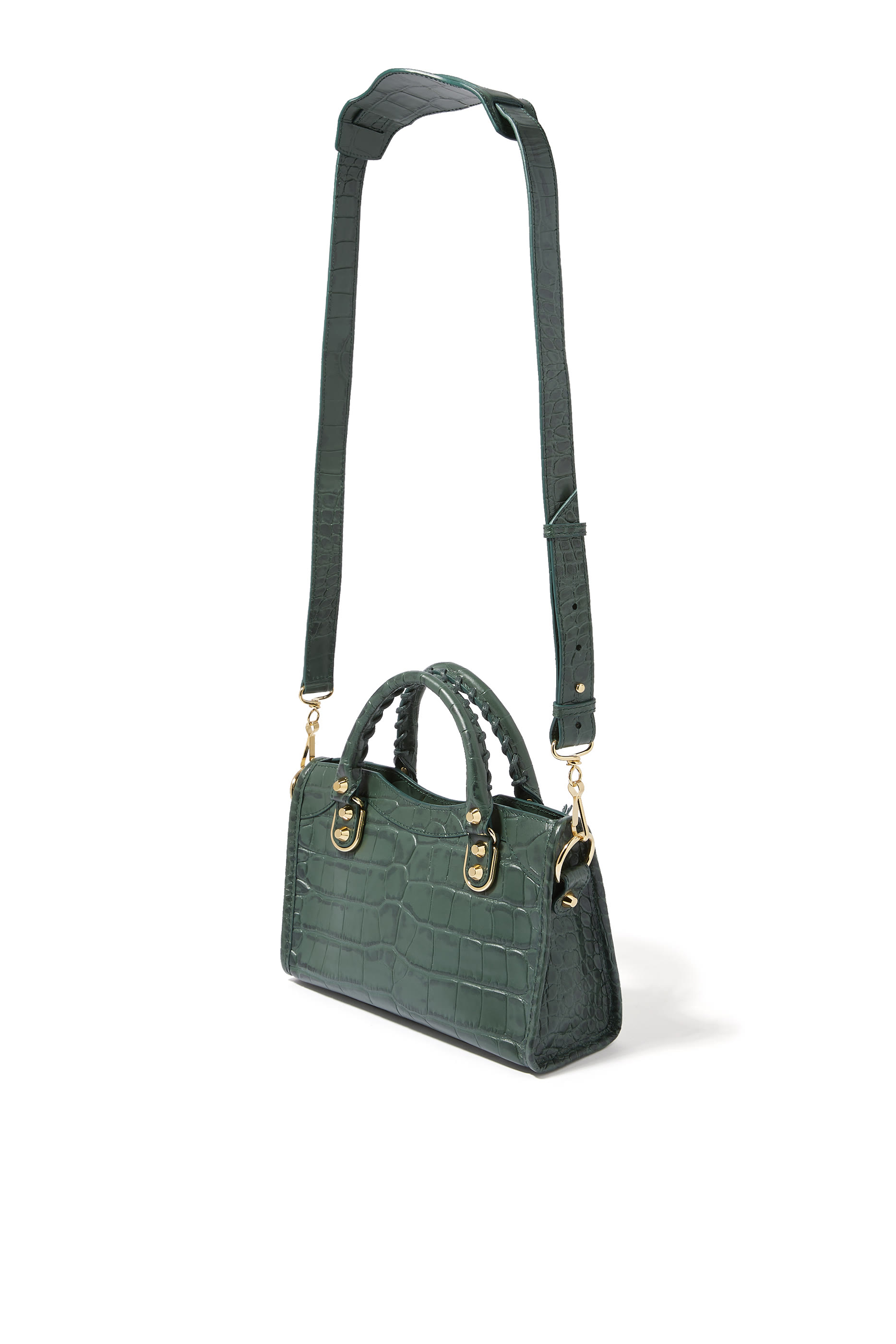 City S Crocodile-Effect Leather Mini Bag