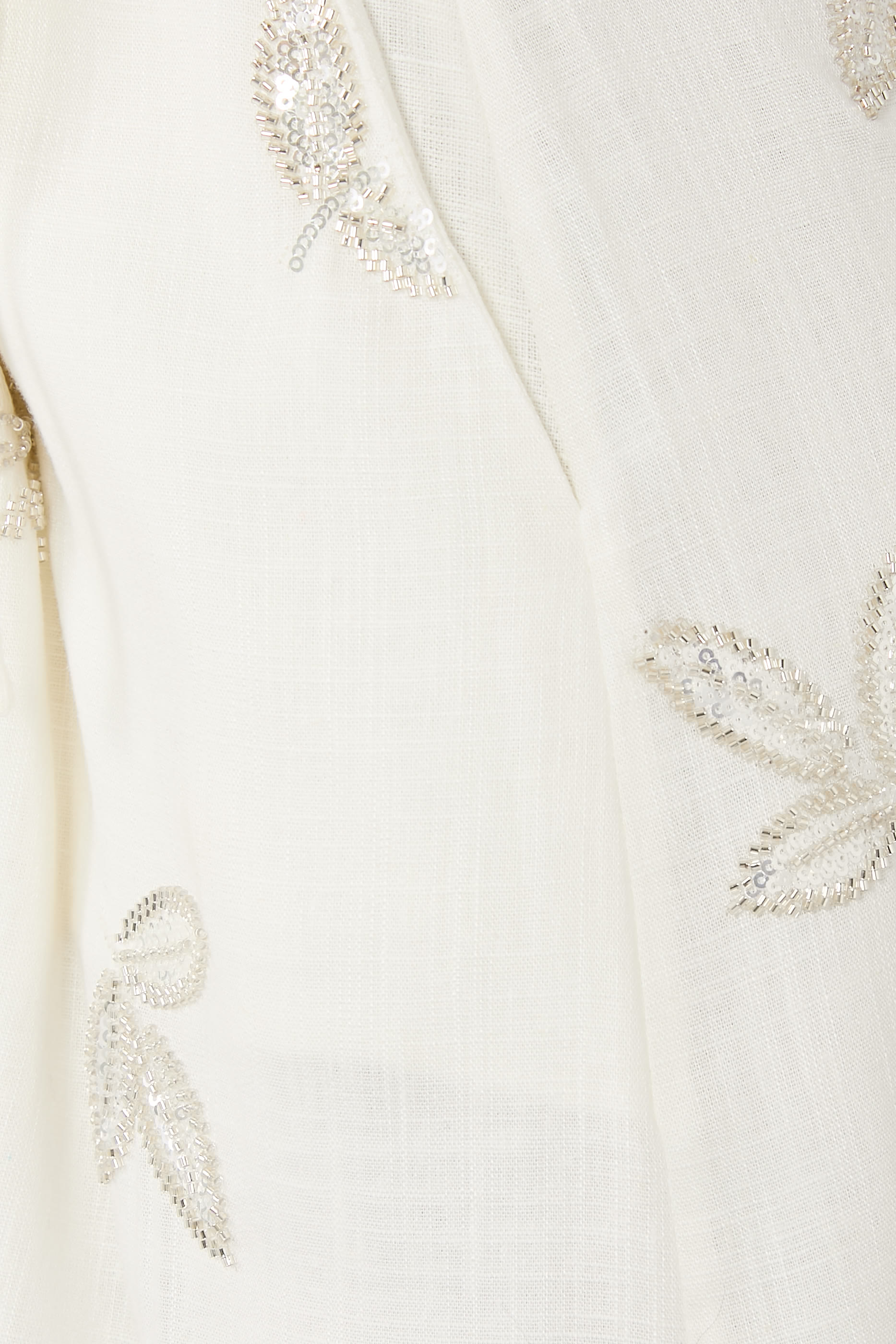 Embroidered Sequins Loose Linen Pajama Pants