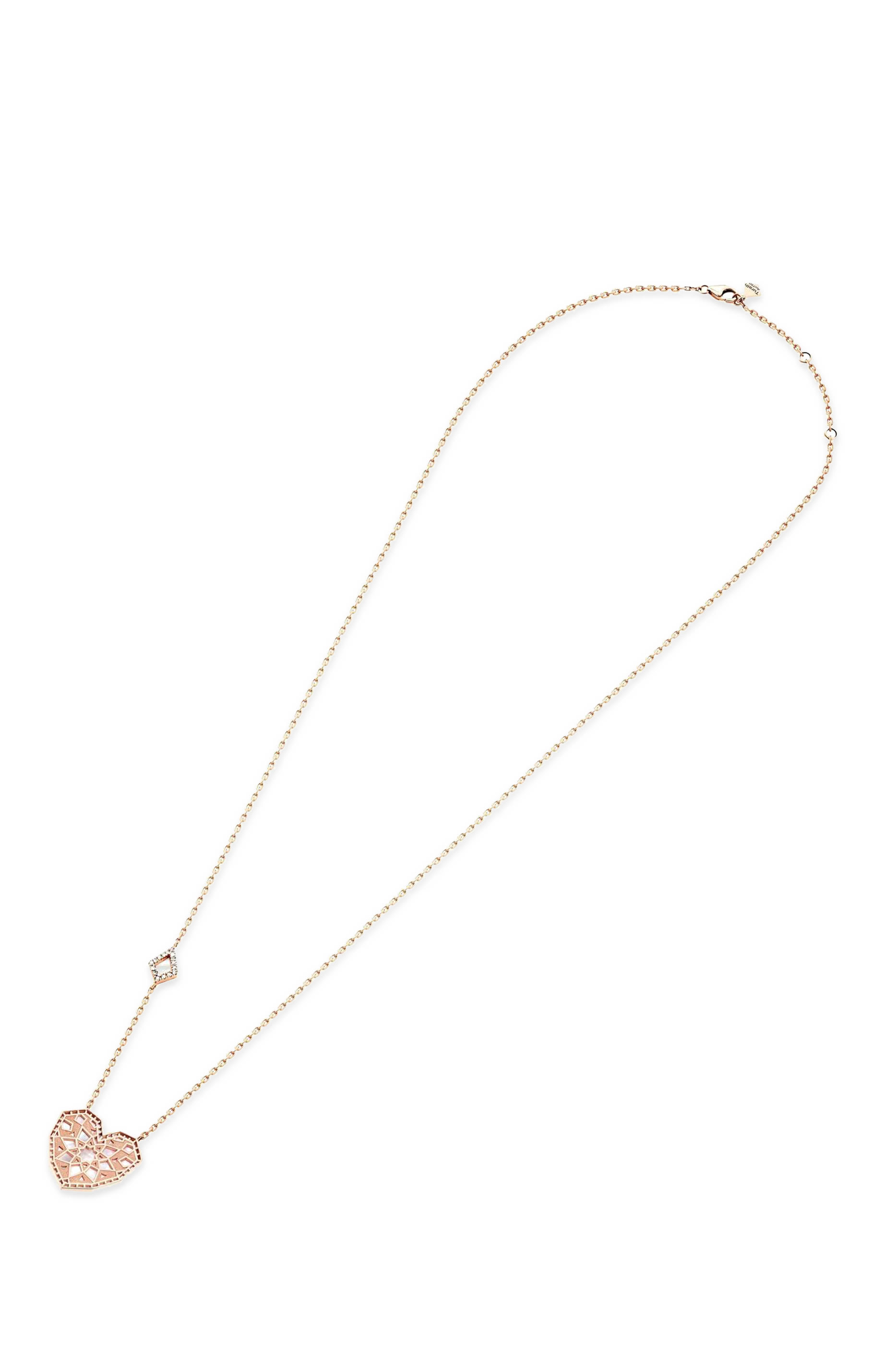 Qalb Turath Large Necklace, 18k Pink Gold & Mother-of-Pearl, Diamonds