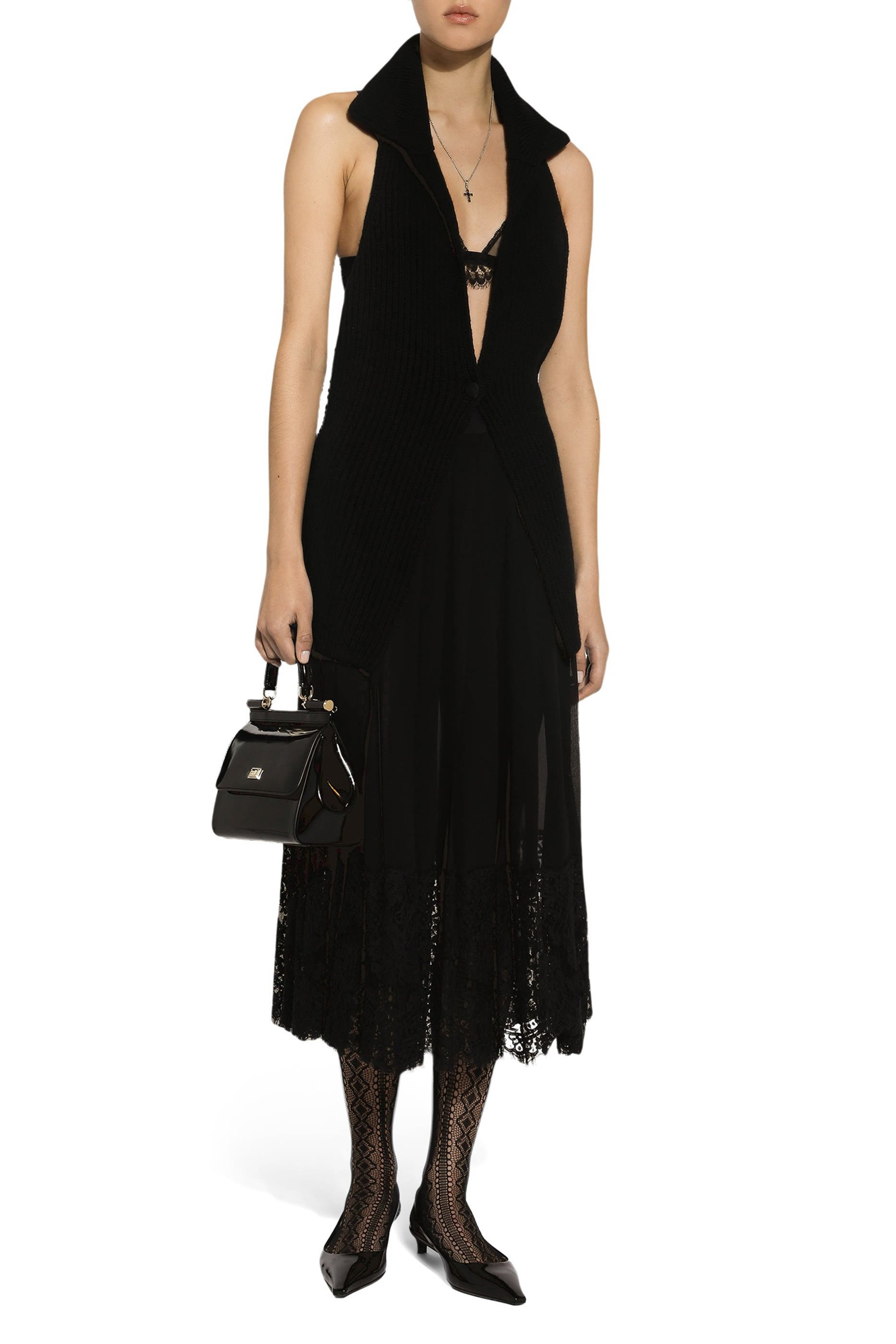 Long Georgette Skirt with Lace Edgings