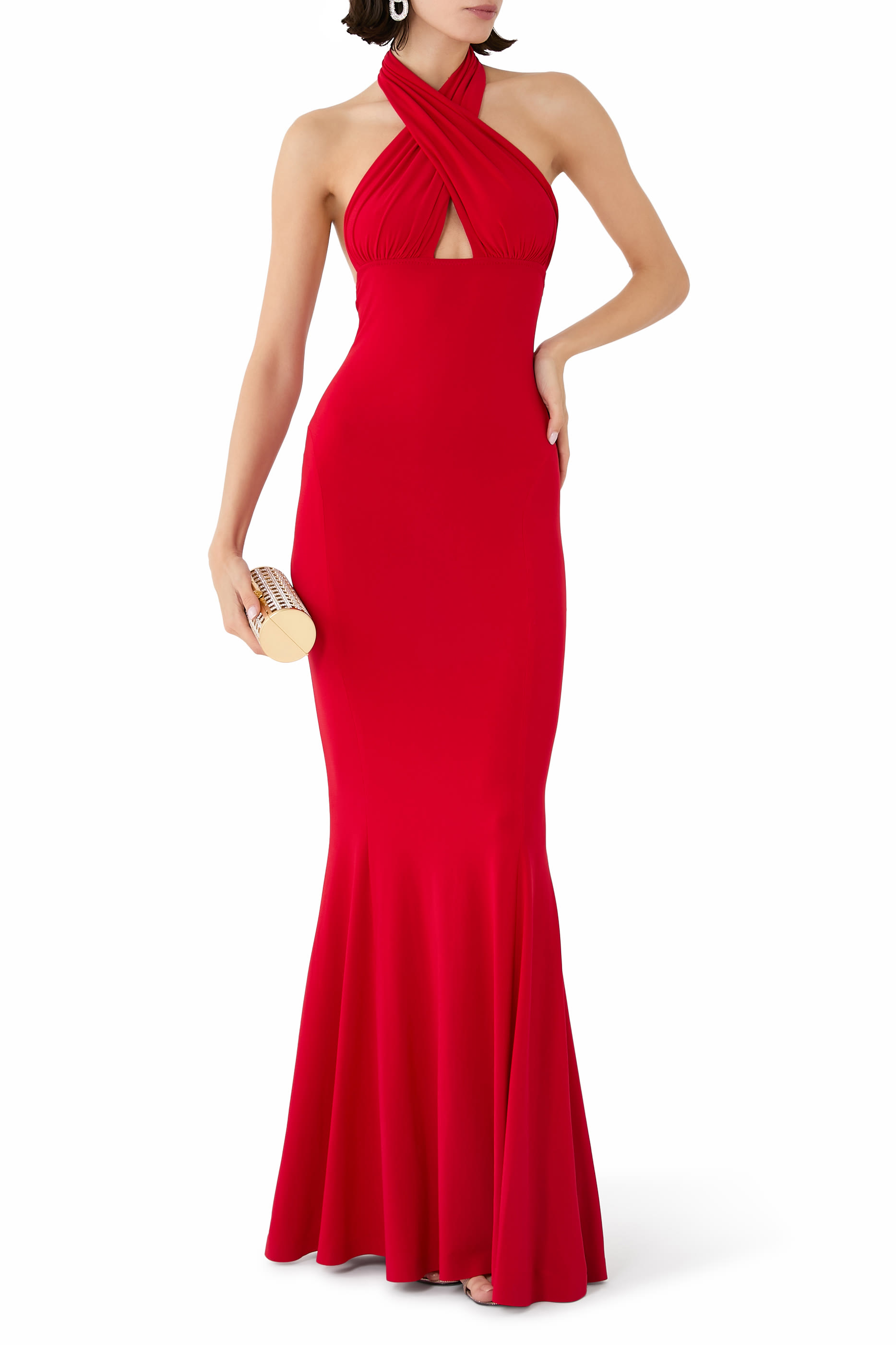 Cross Halter Fishtail Gown