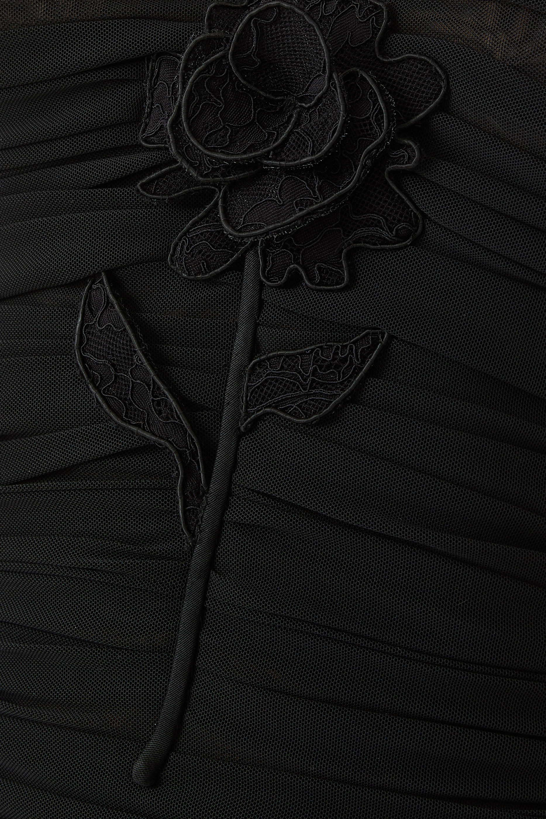  Lace Rose Embroidered Ruched Midi Dress