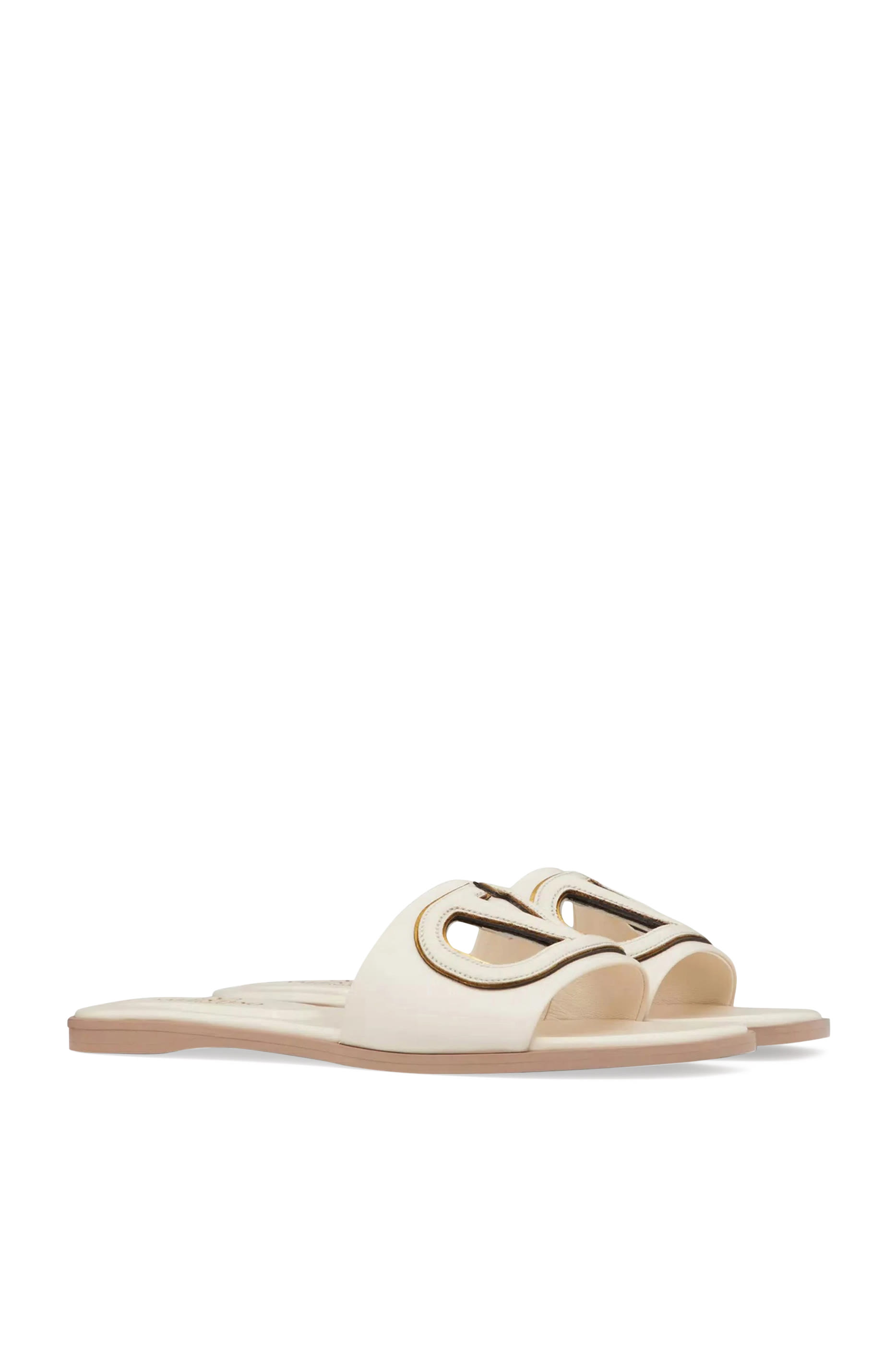 VLogo Cut-Out Calfskin Slides