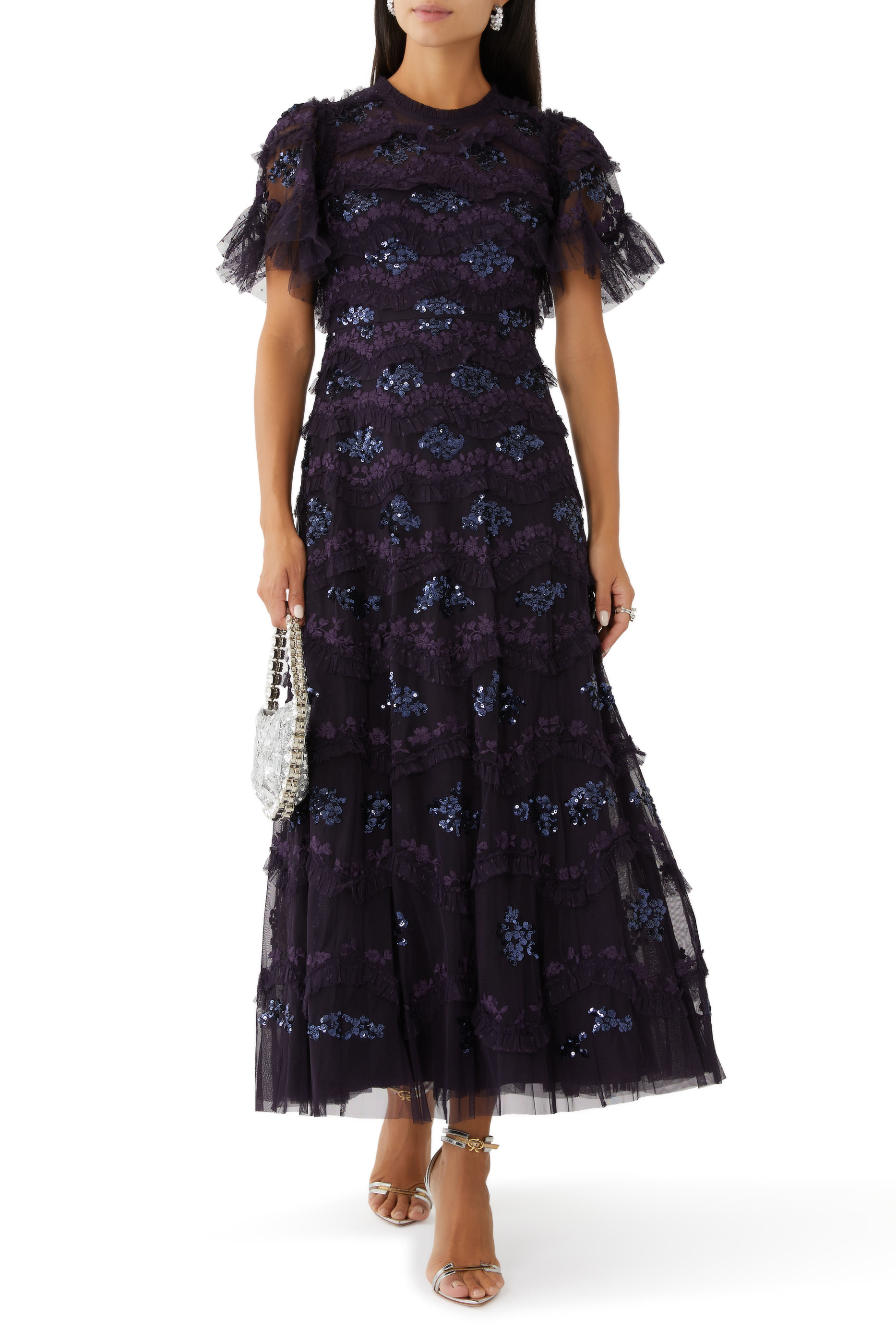 Carmen Ruffle Ankle Gown in Tulle