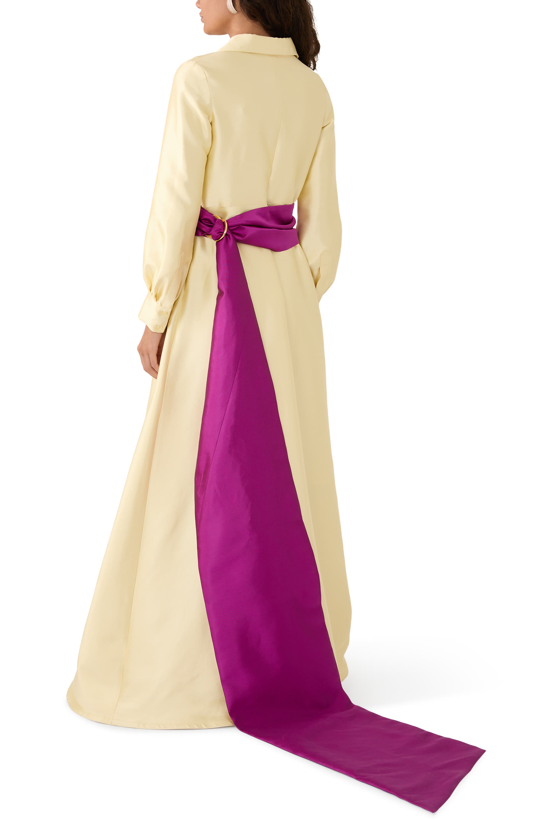 Xolani + Simon Silk-Wool Belted Gown