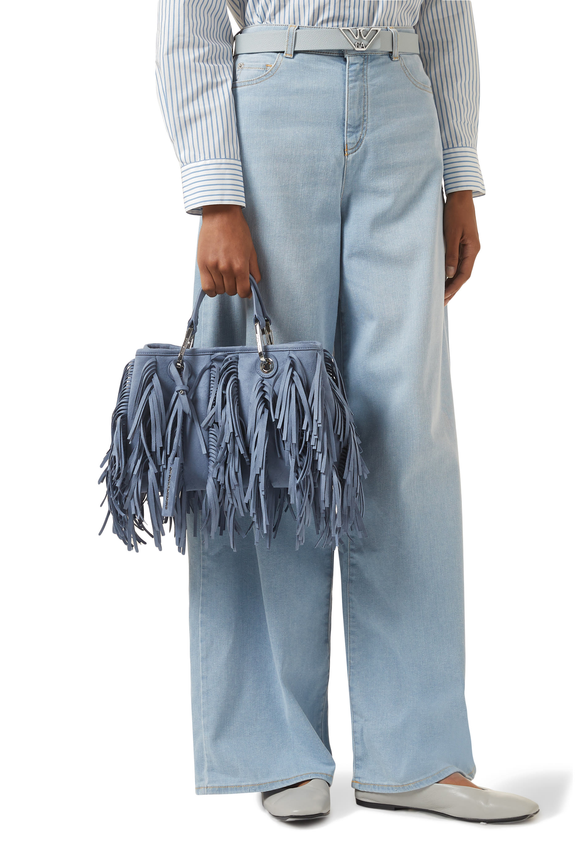 MyEA Faux Suede Shopper Bag with Fringes