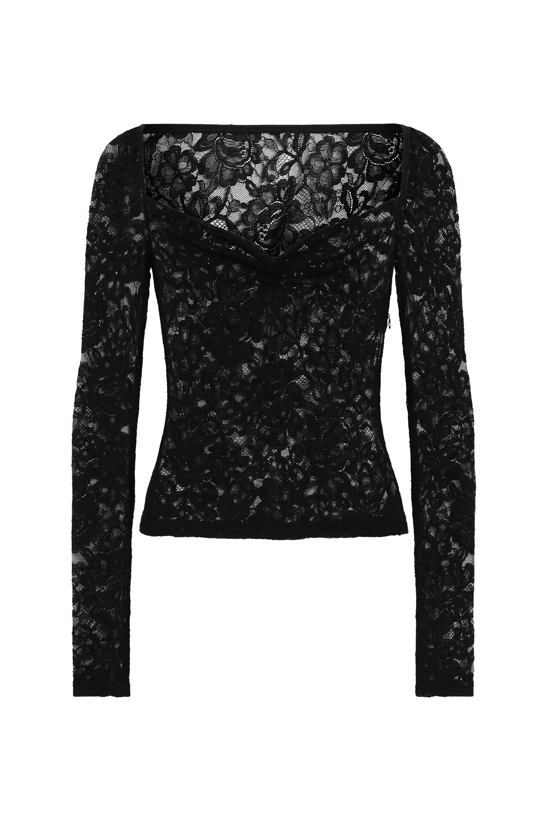 Floral Lace Top with a Sweetheart Neckline