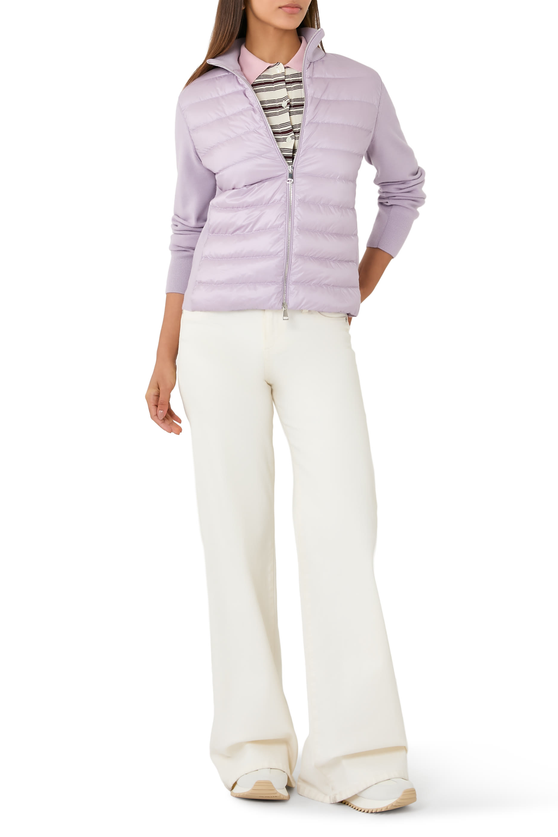  Padded Wool Zip-Up Cardigan