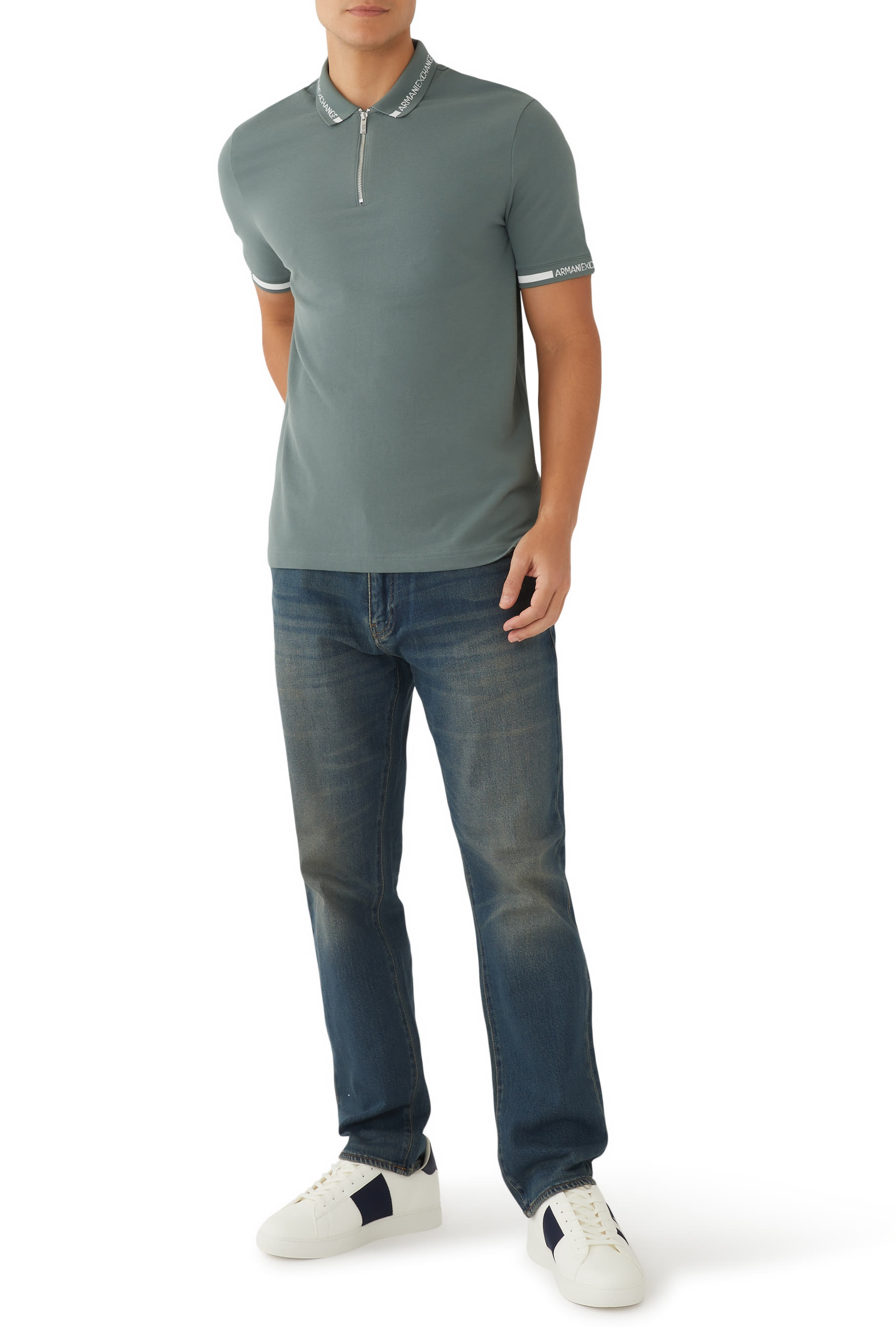 Half-Zip Cotton Piqu&eacute; Polo Shirt