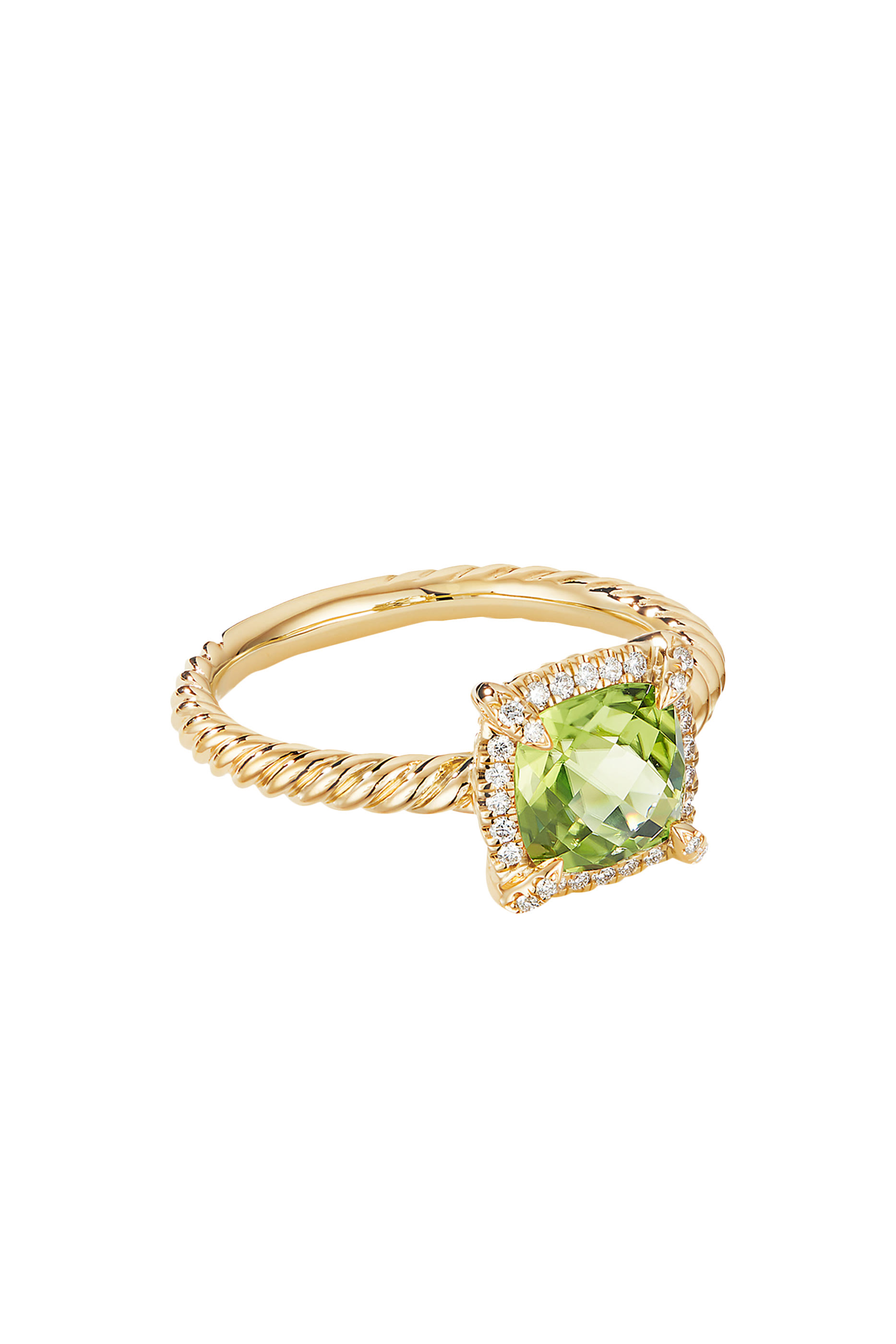 Petite Chatelaine Ring, 18k Yellow Gold with Peridot & Diamonds
