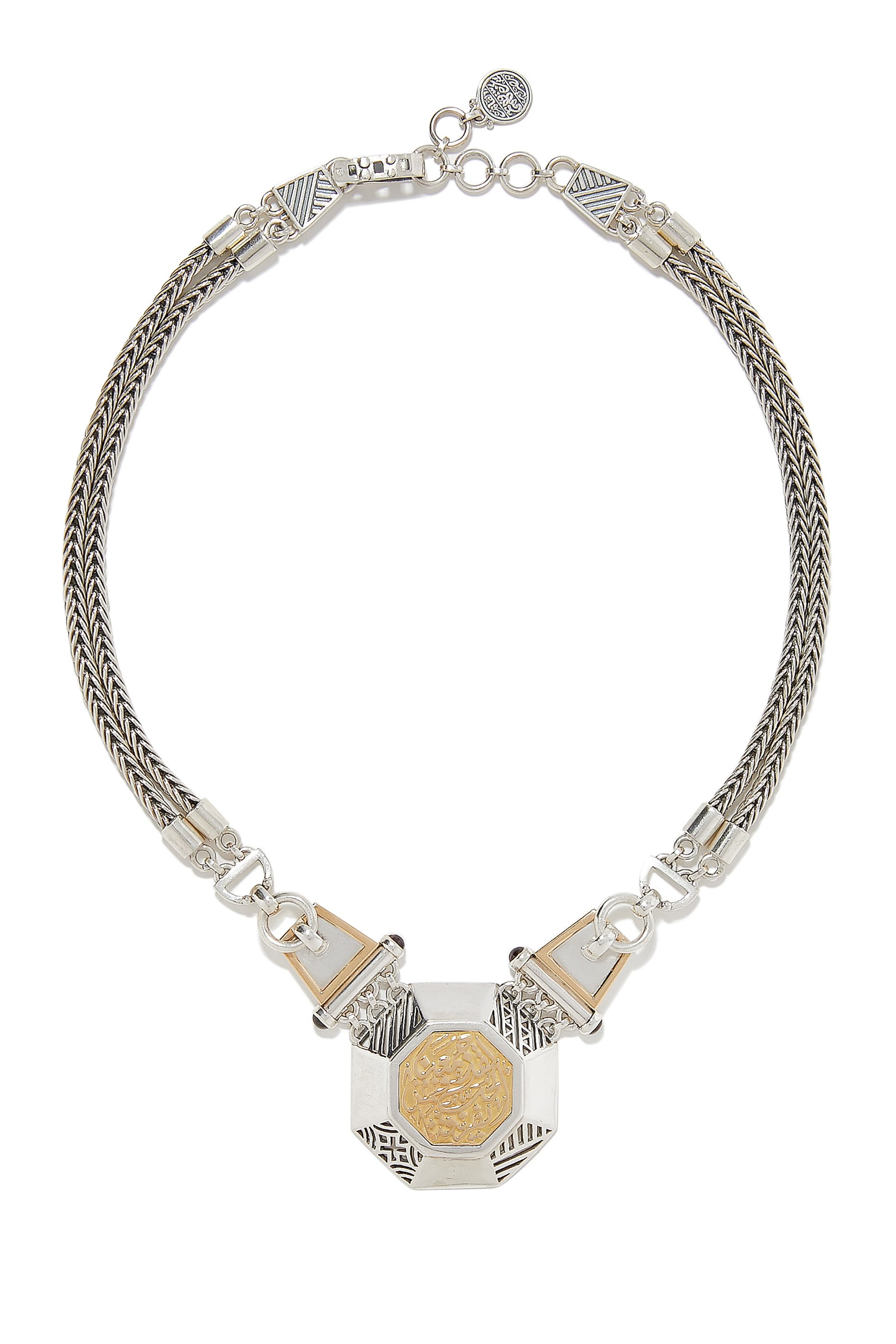 Khalil Gibran Necklace, 18K Yellow Gold & SS Nur Garnet