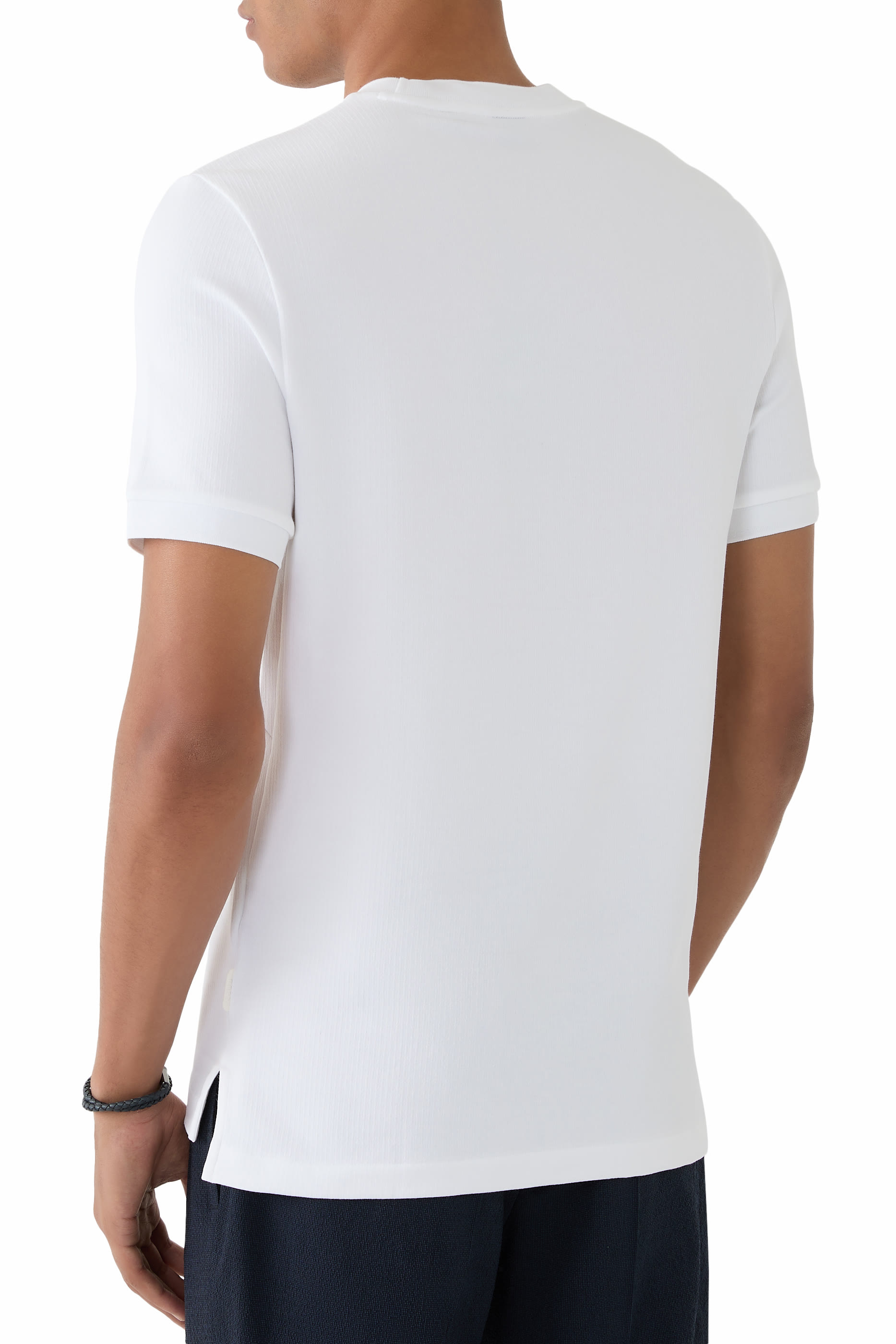 Regular-Fit T-Shirt in Cotton-Blend Seersucker Fabric