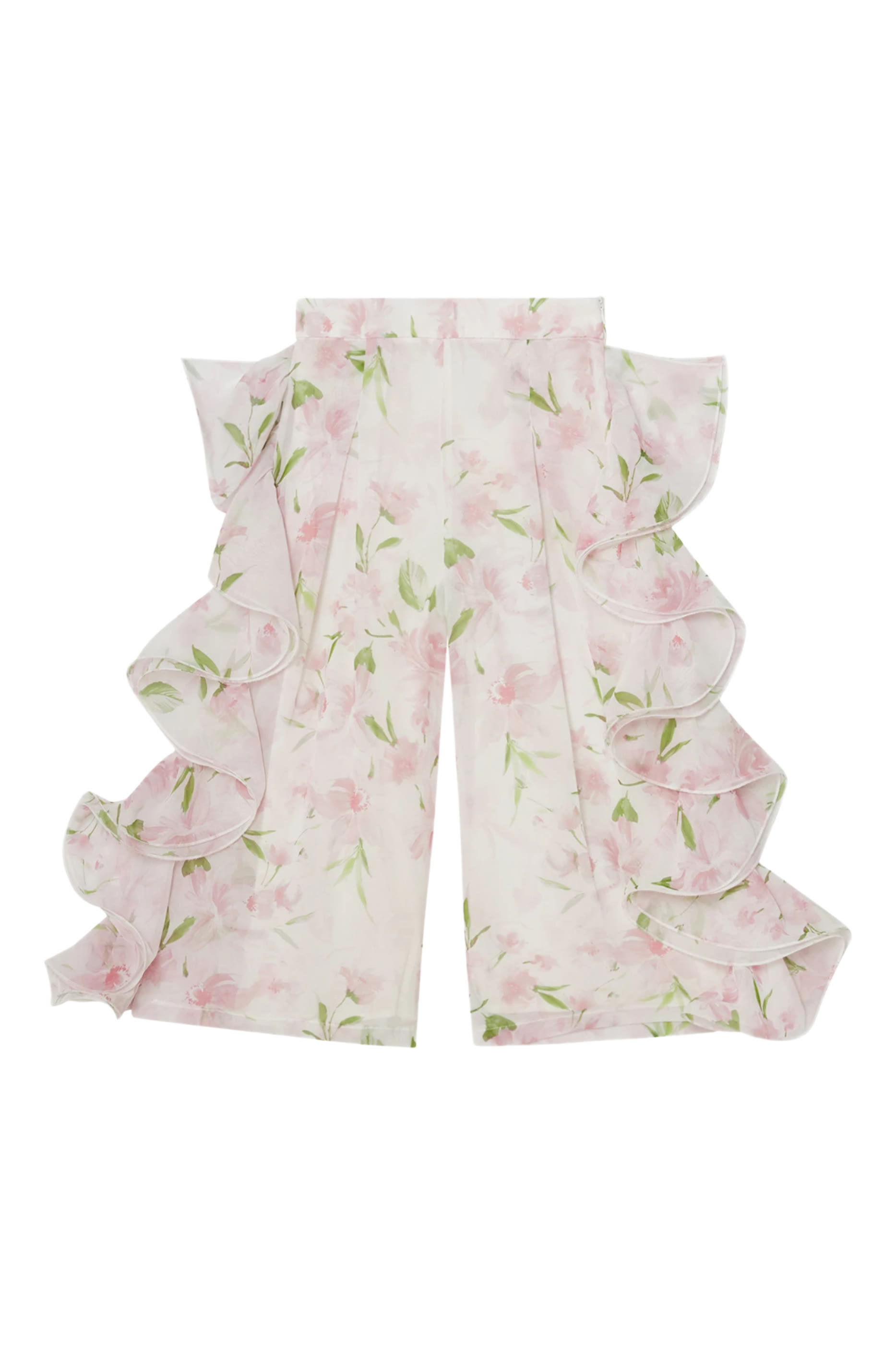 Kids Floral Ruffle Pants 