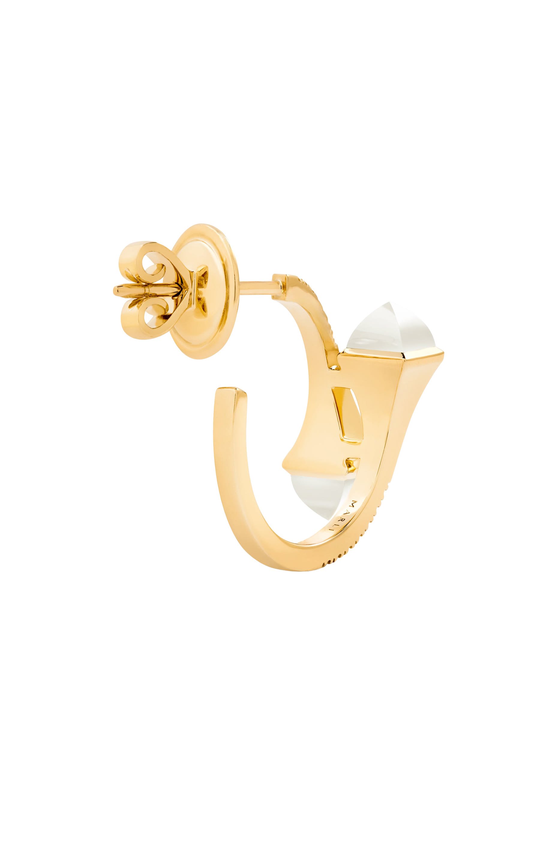 Cleo Huggie Earrings, 18k Yellow Gold & Moonstone, Diamonds