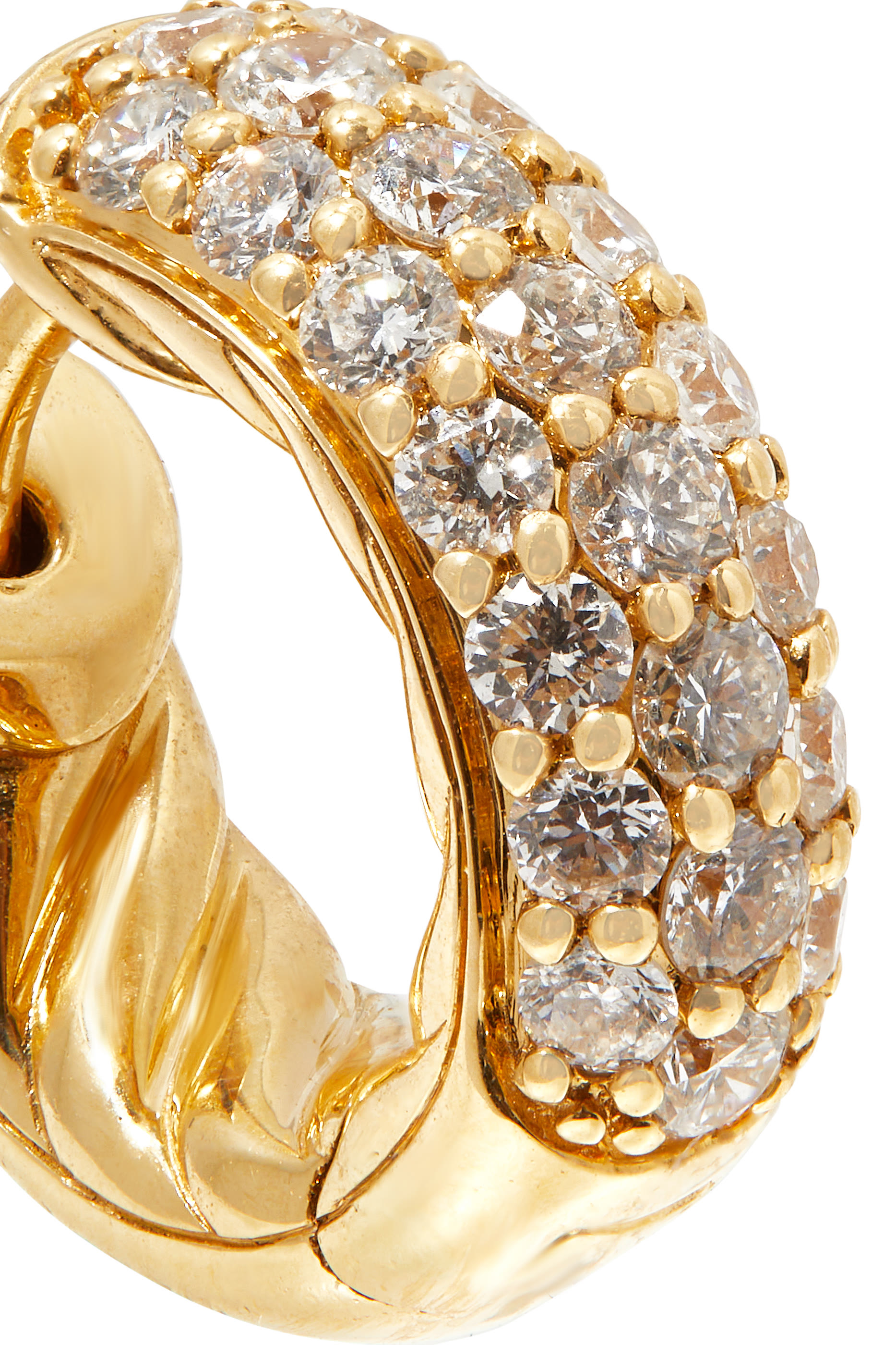 Huggie Hoop Earrings, 18K Yellow Gold & Diamonds