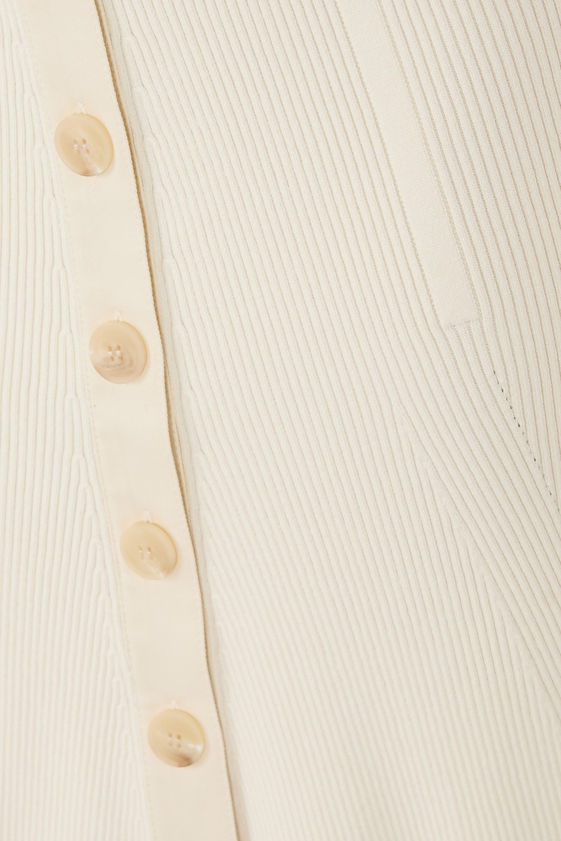 Cotton-Trimmed Ribbed-Knit Midi Skirt