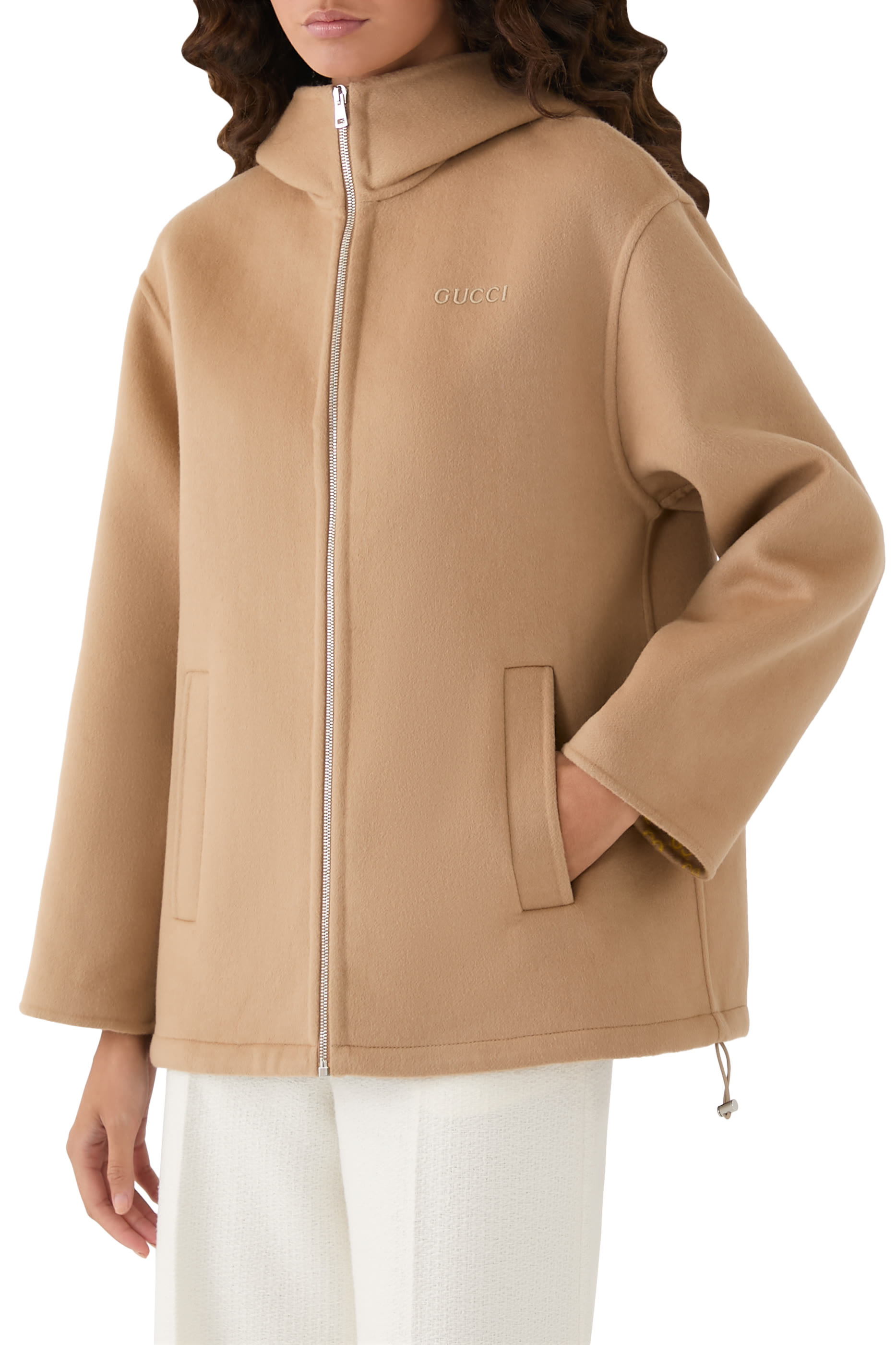 Embroidered Wool and Silk Hooded Jacket