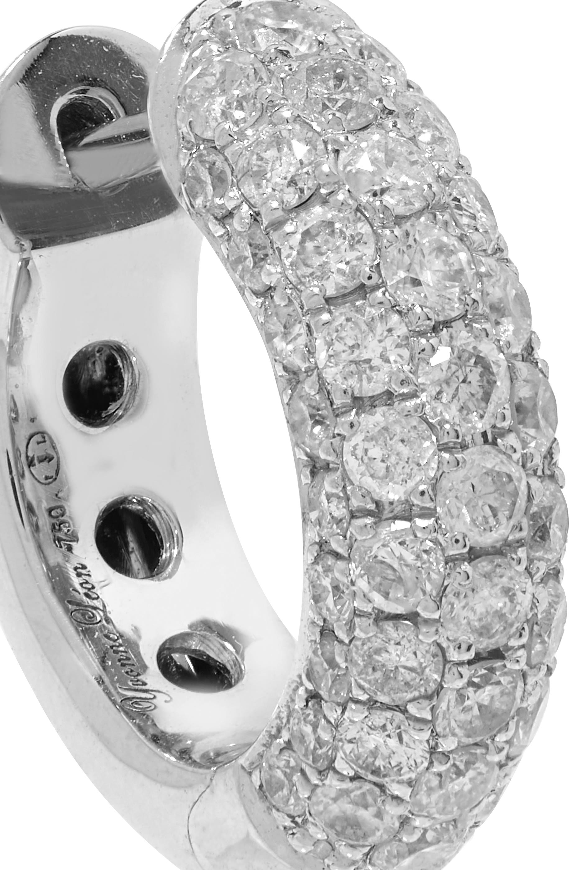 Chunky Hoop Earrings, 18k White Gold & Diamonds