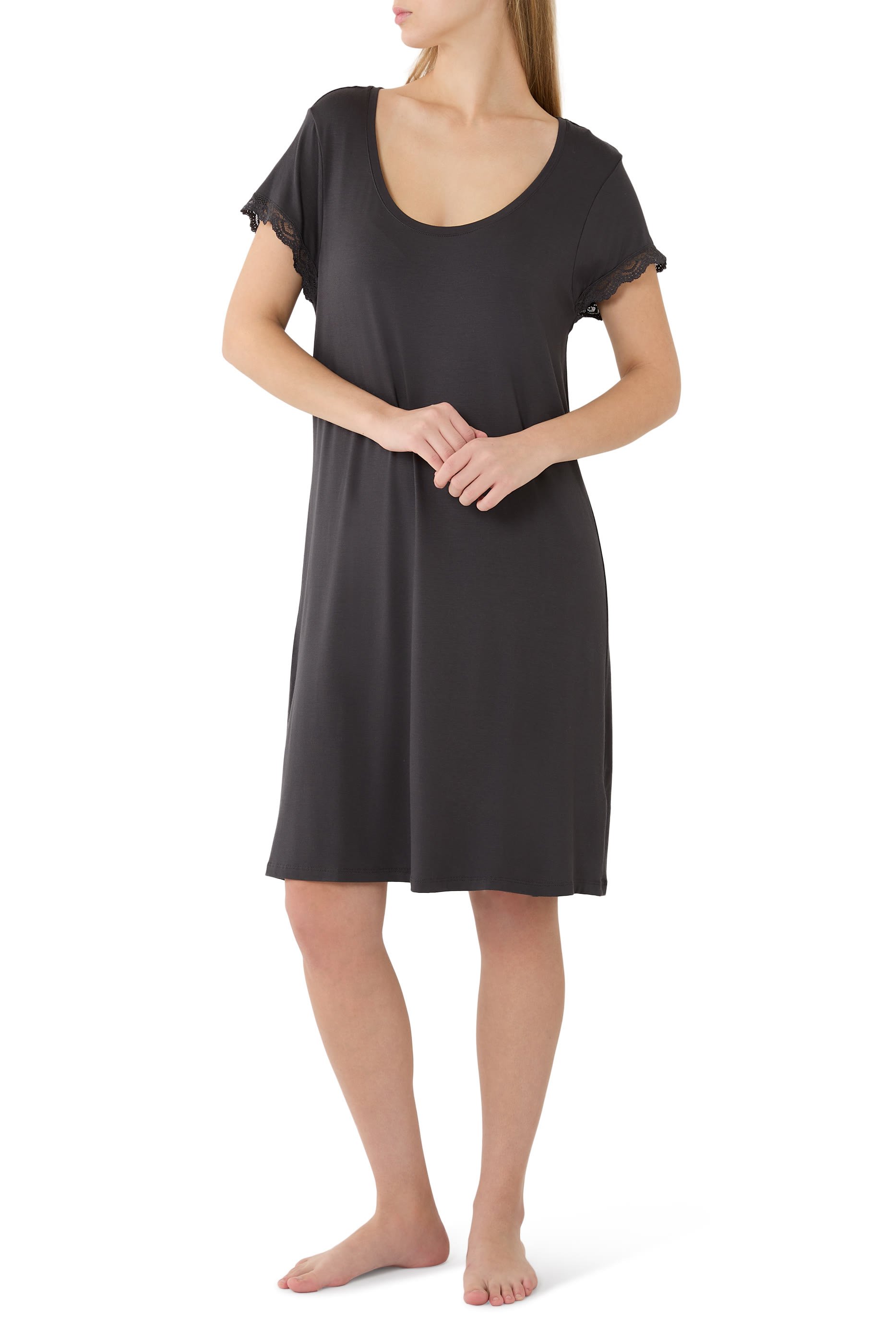 Jersey Scoop Neck Lace Trim Nightie