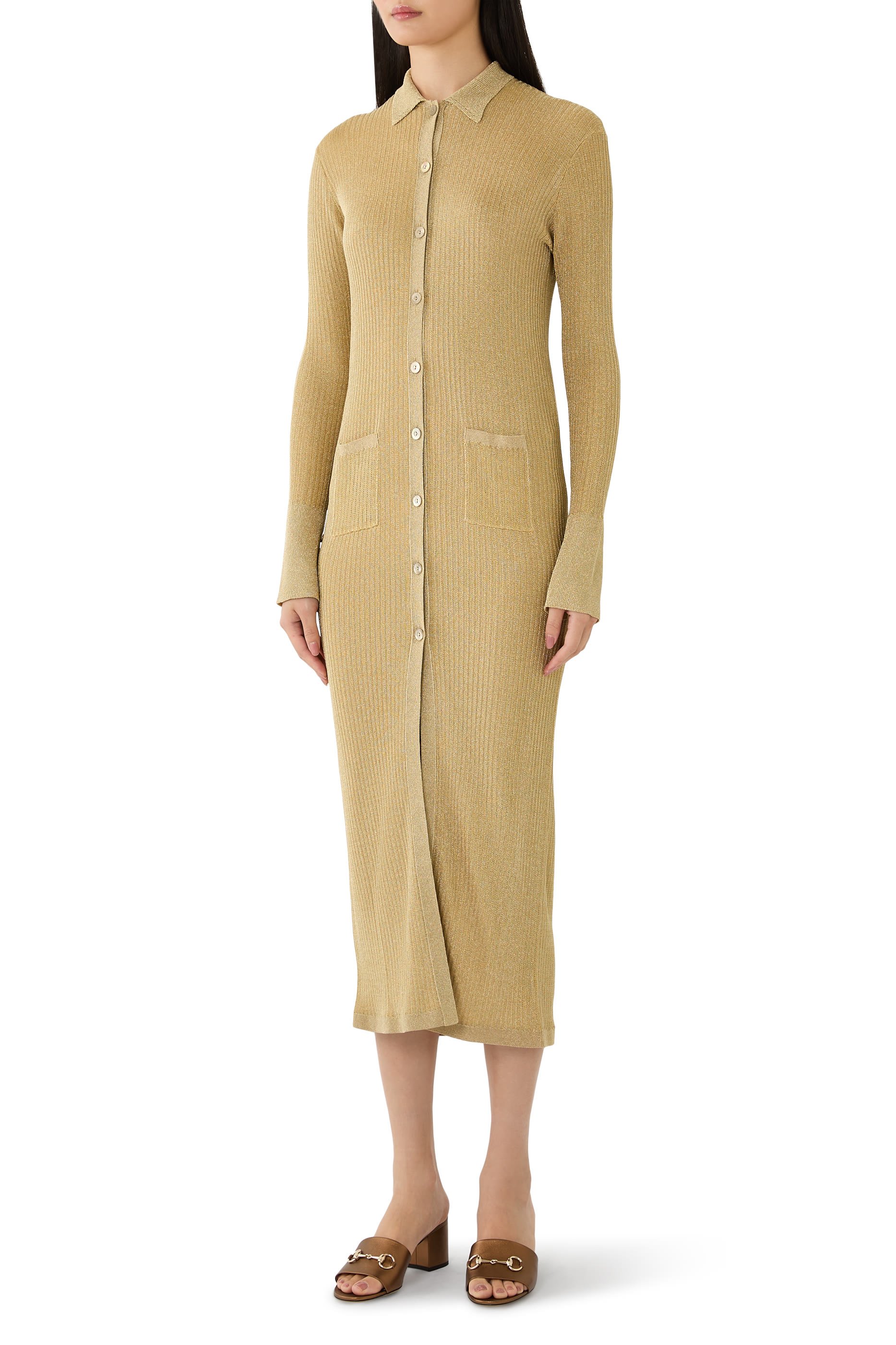  Polo Neck Ribbed Dress