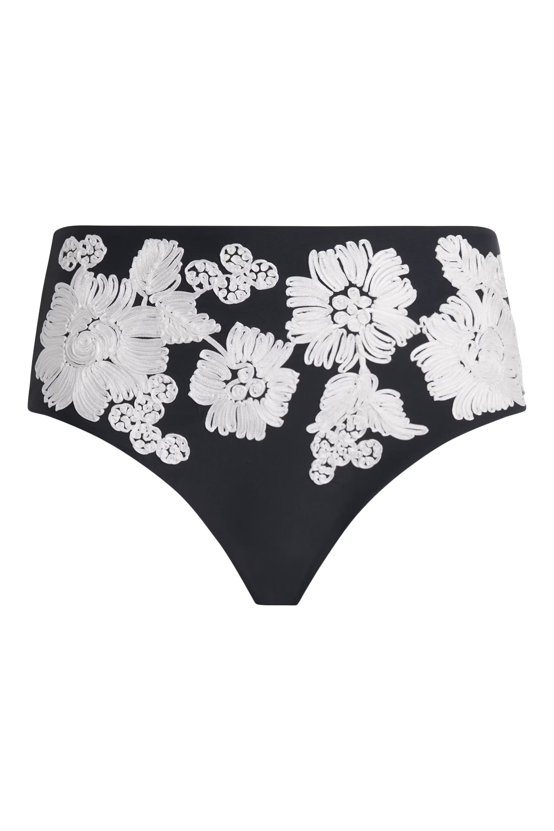 Francie Embroidered High-Rise Bikini Bottoms