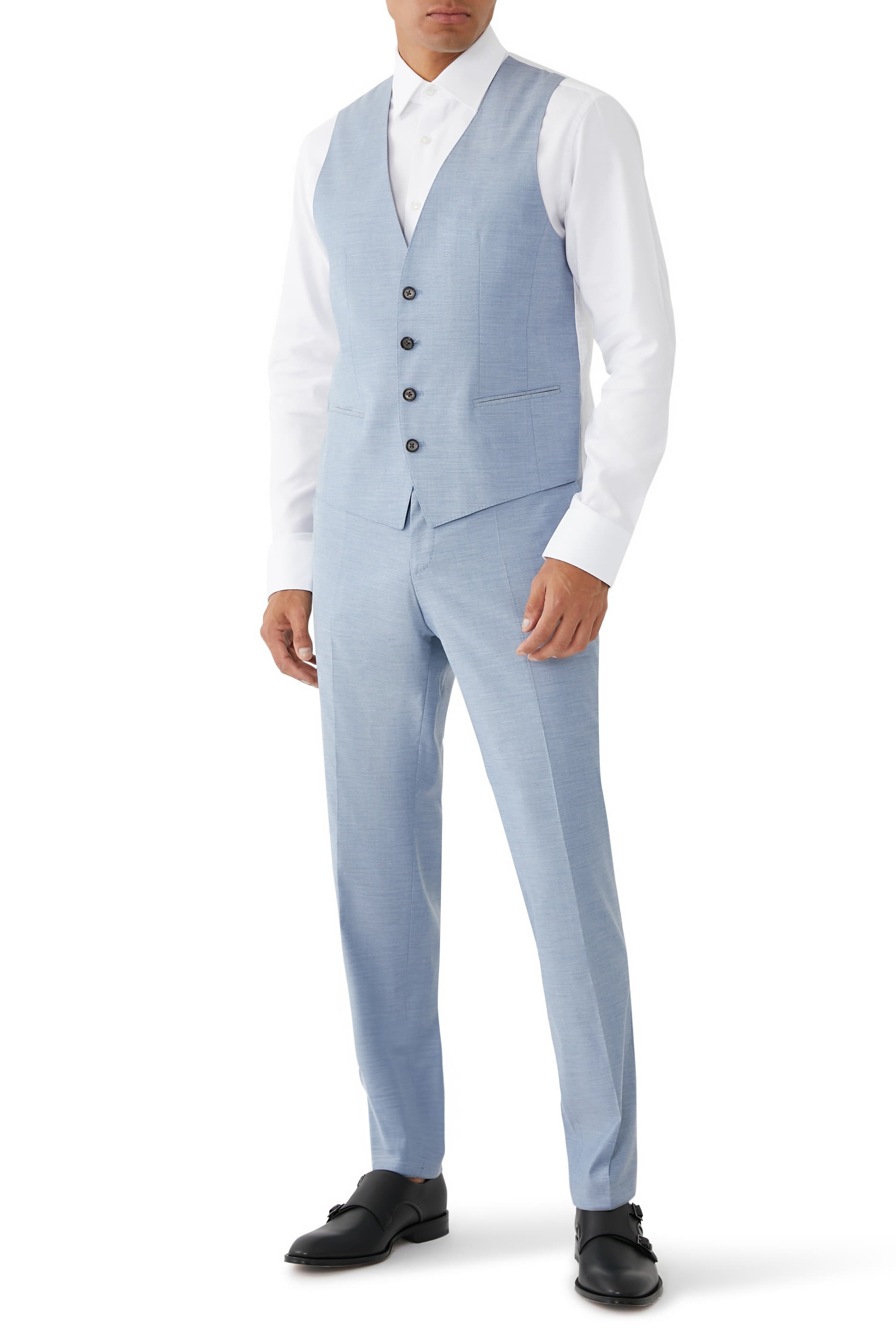 Slim Fit Blazer in Micro-patterned Linen