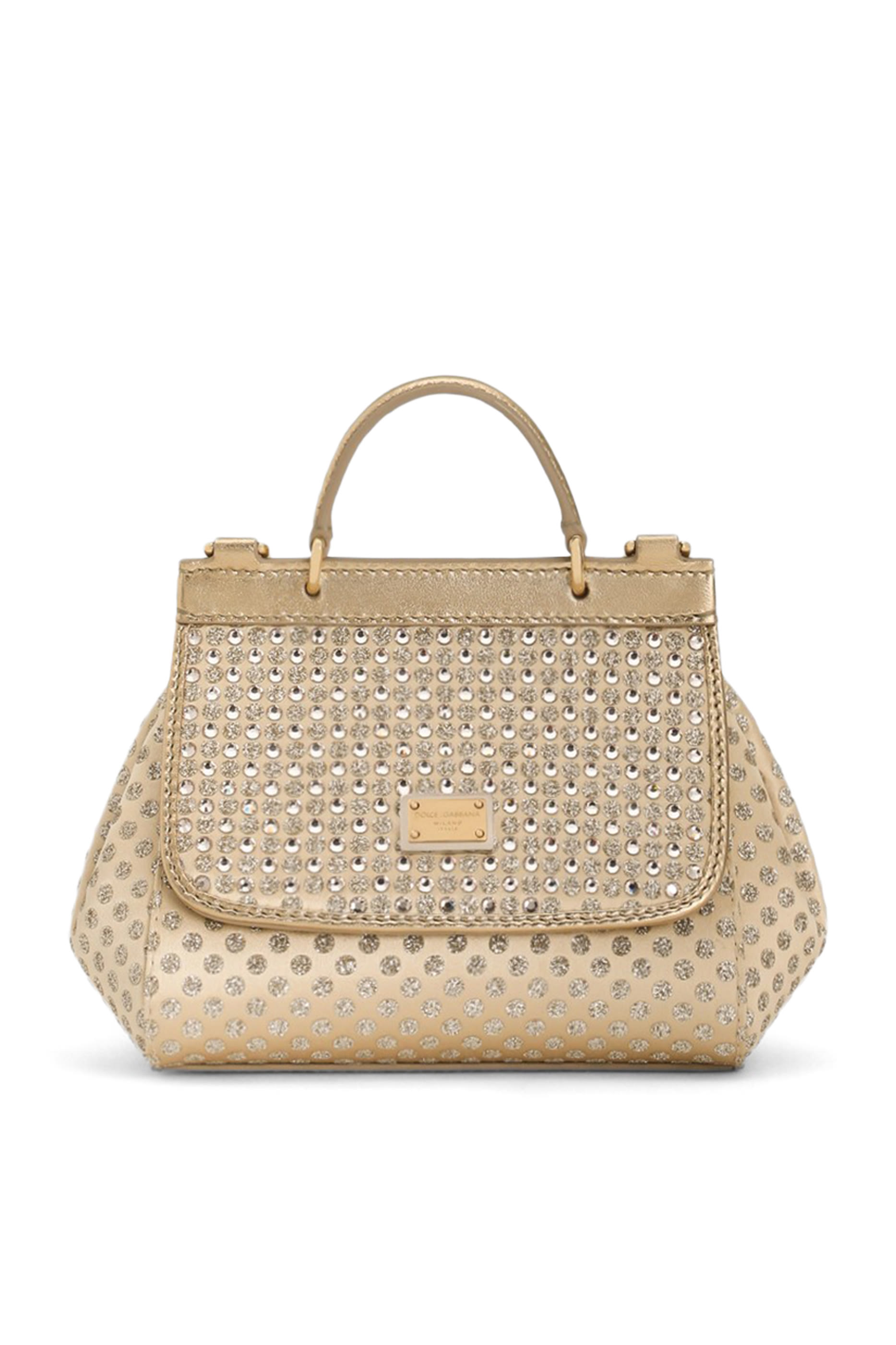 Kids Glittery Polka-Dots & Rhinestones Satin Sicily Crossbody Bag