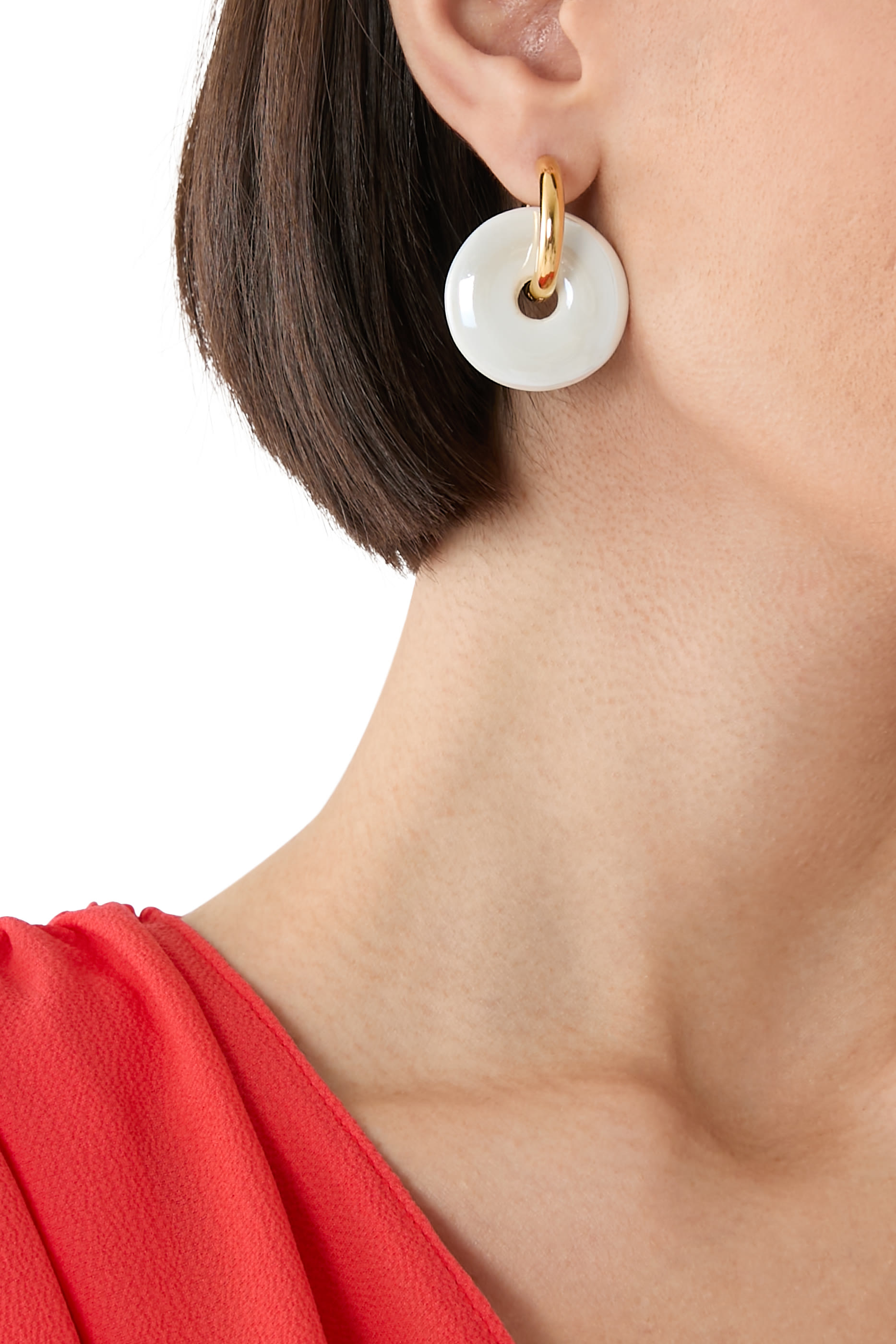 Dougy Donut Hoop Earrings, Metal & Enamel, Resin