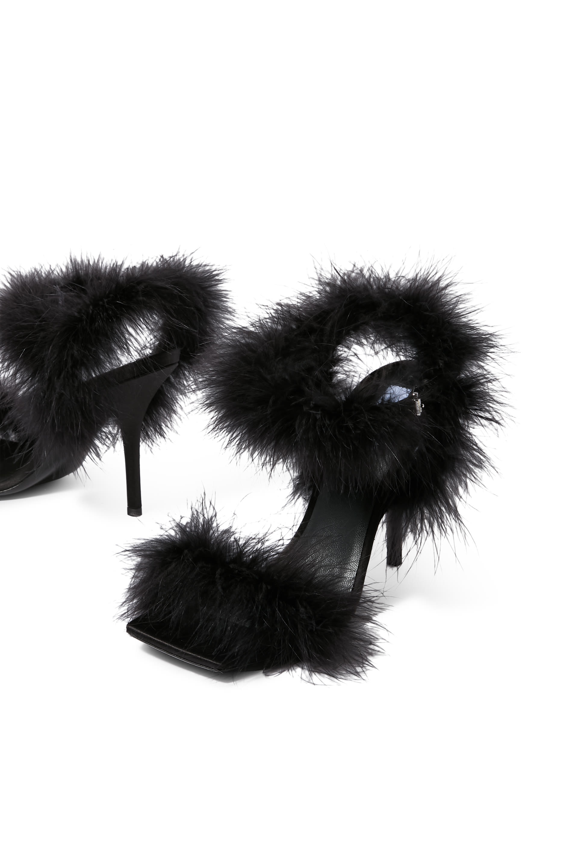 Satin 100 Sandals with Feathers