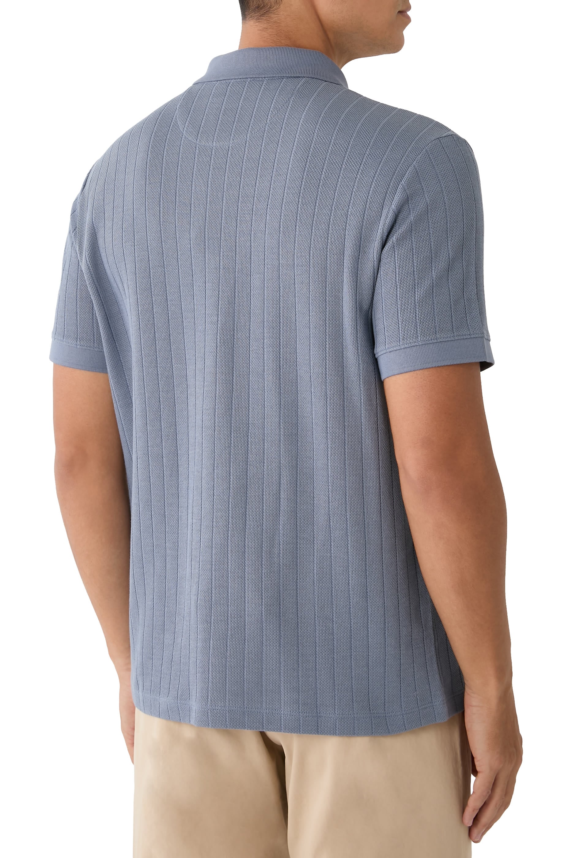 Drop-Needle Stripe Pima Cotton Polo Shirt