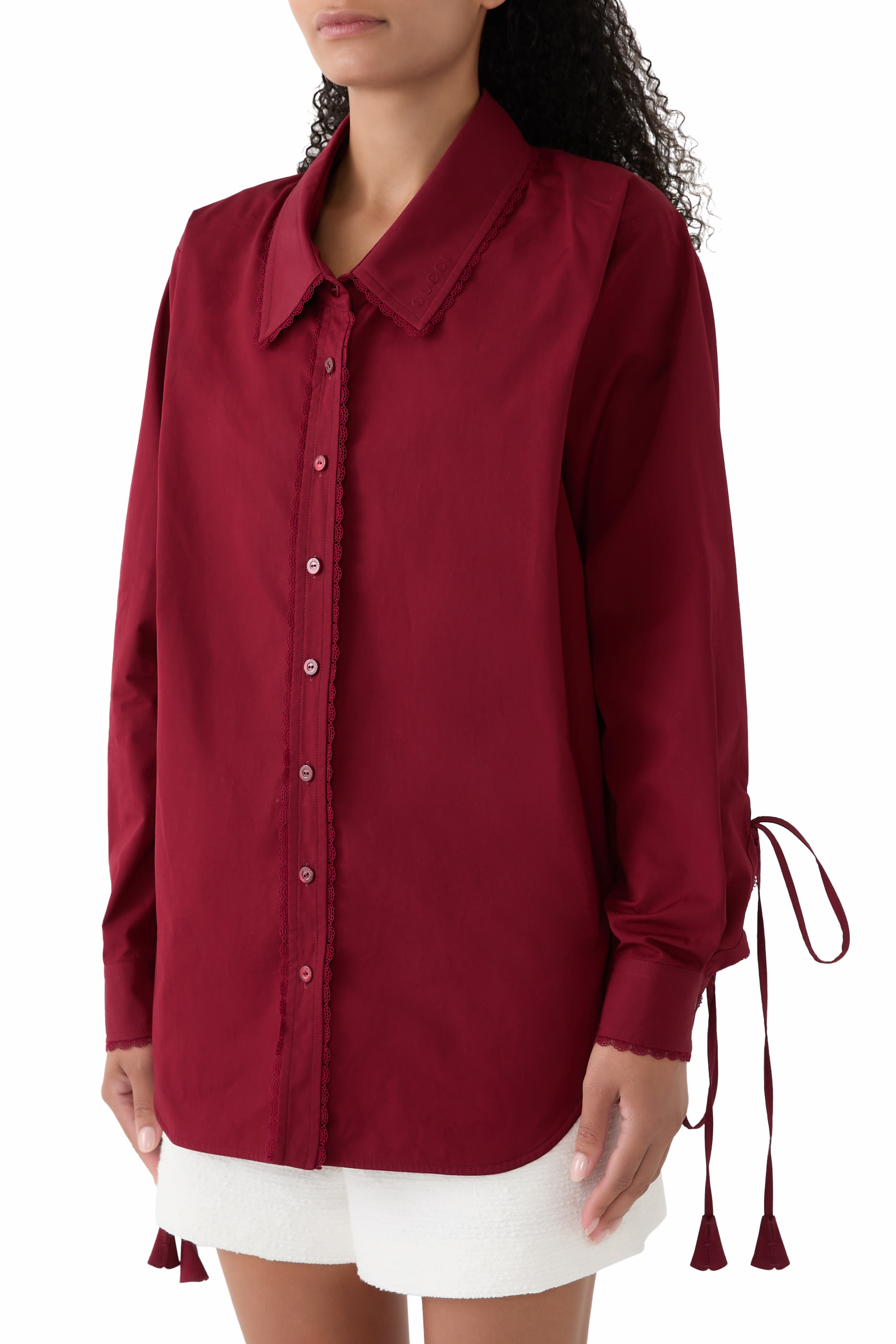 Cotton Poplin Shirt with Ties