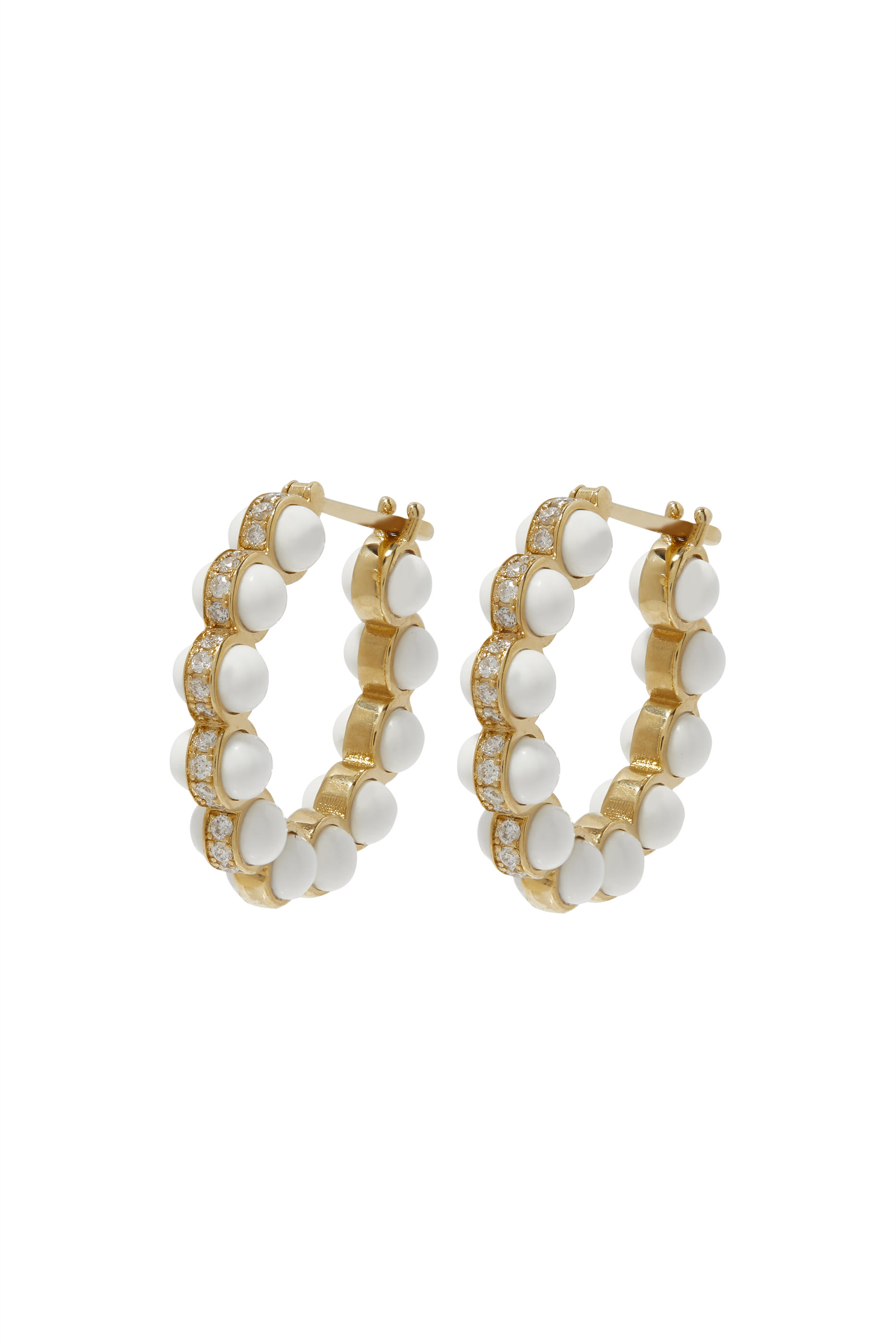 Atoms Earrings Size 2, 18k Yellow Gold with Enamel & Diamonds