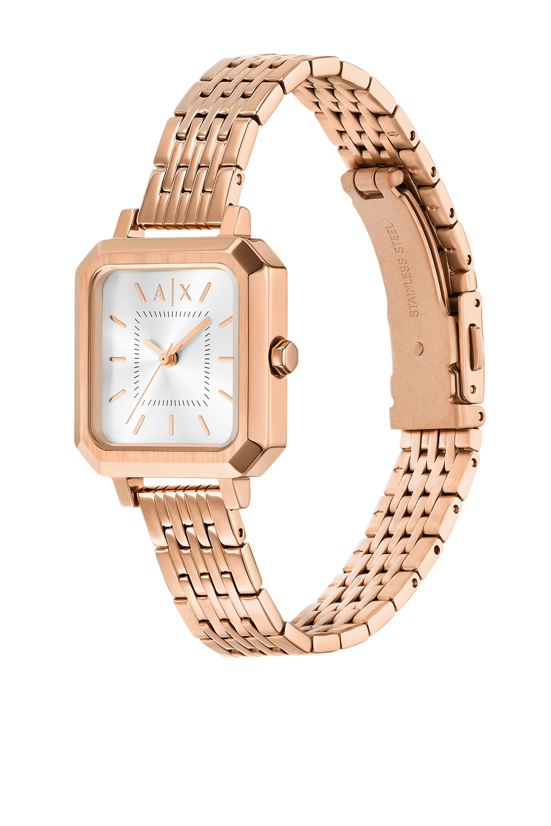 Three-Hand Stainless Steel Watch & Bracelet Set