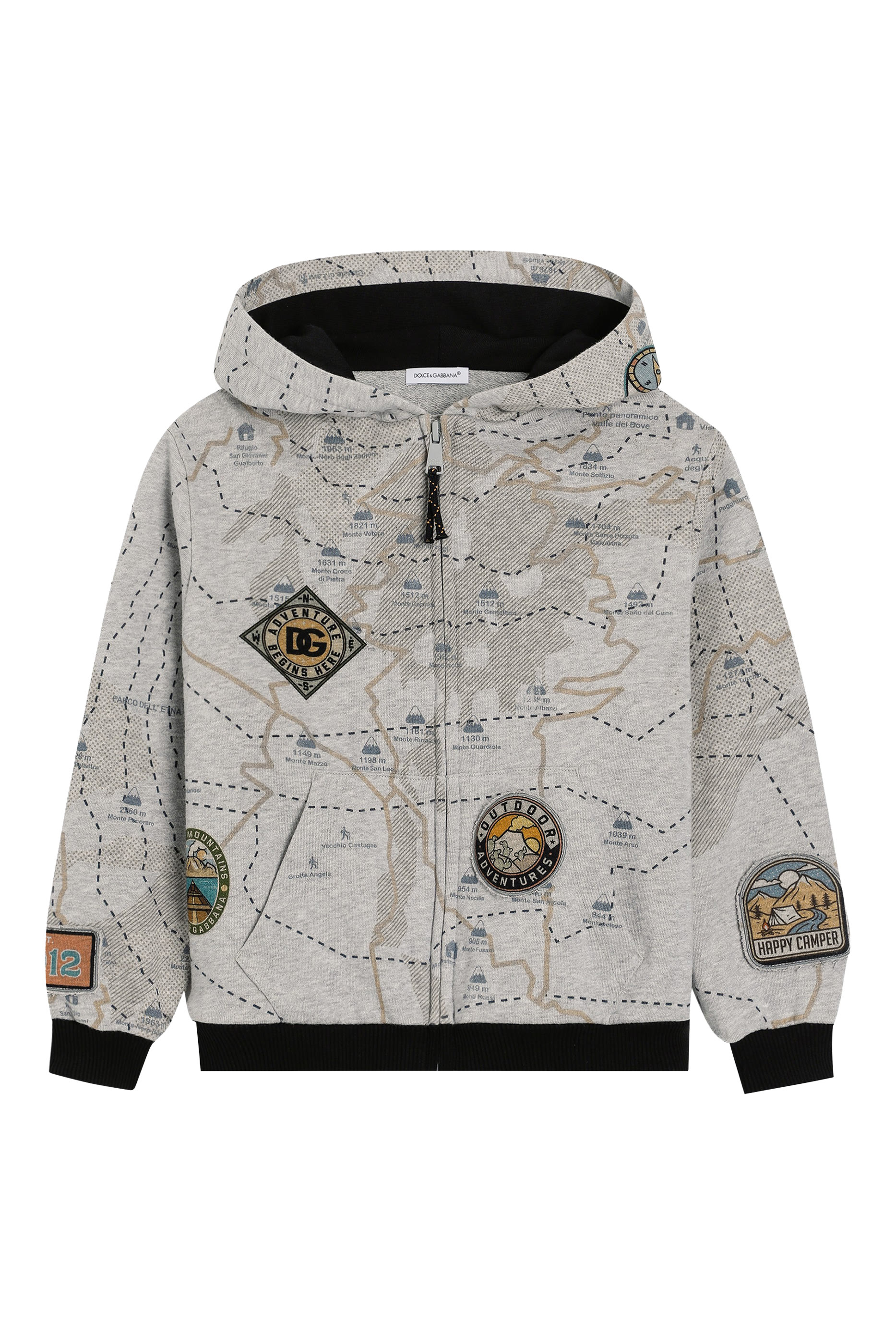 Kids Map-Print Melange Hoodie