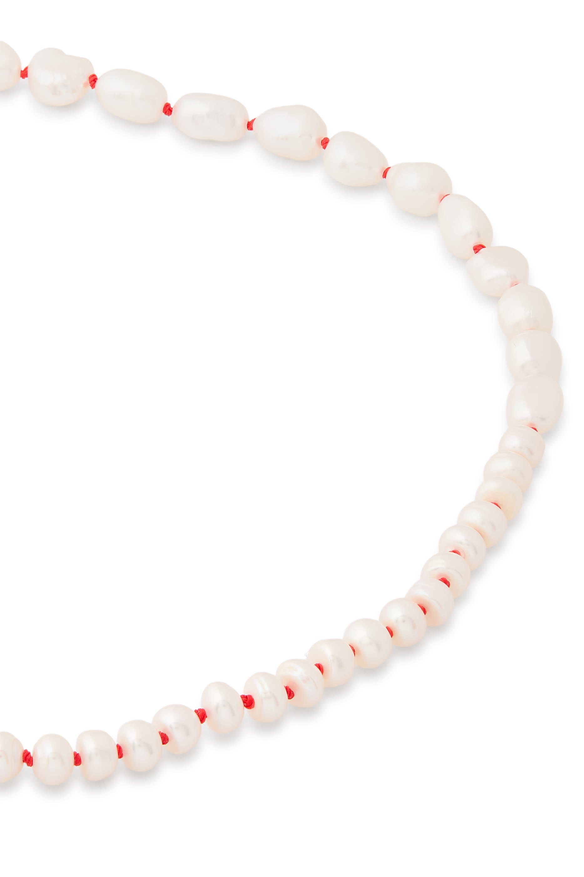 The Mira Necklace with Red Cord, Freshwater Pearls