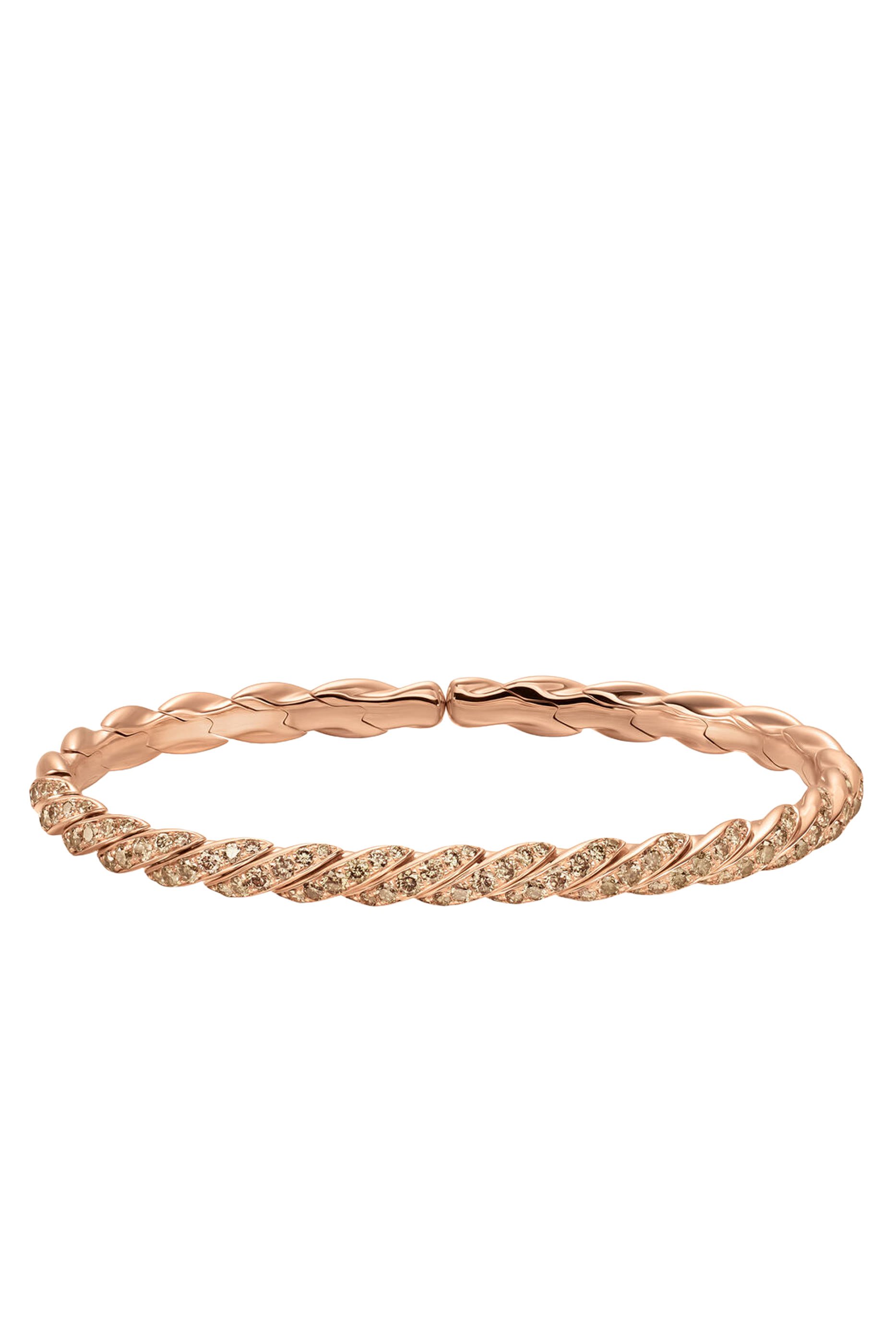  Sculpted Cable Flex Bracelet, 18K Rose Gold & Diamonds