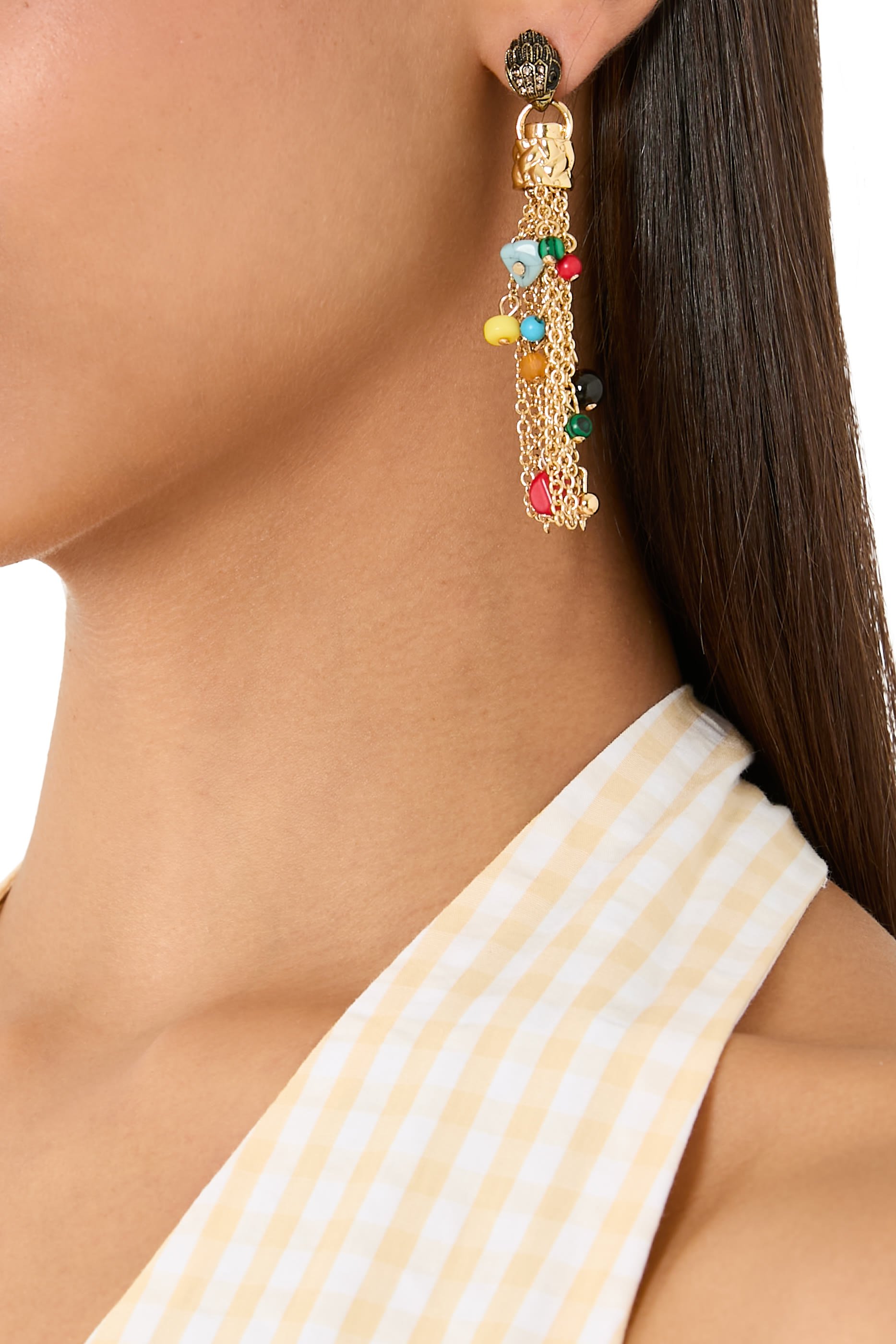 Eagle Tassel Earrings, Brass