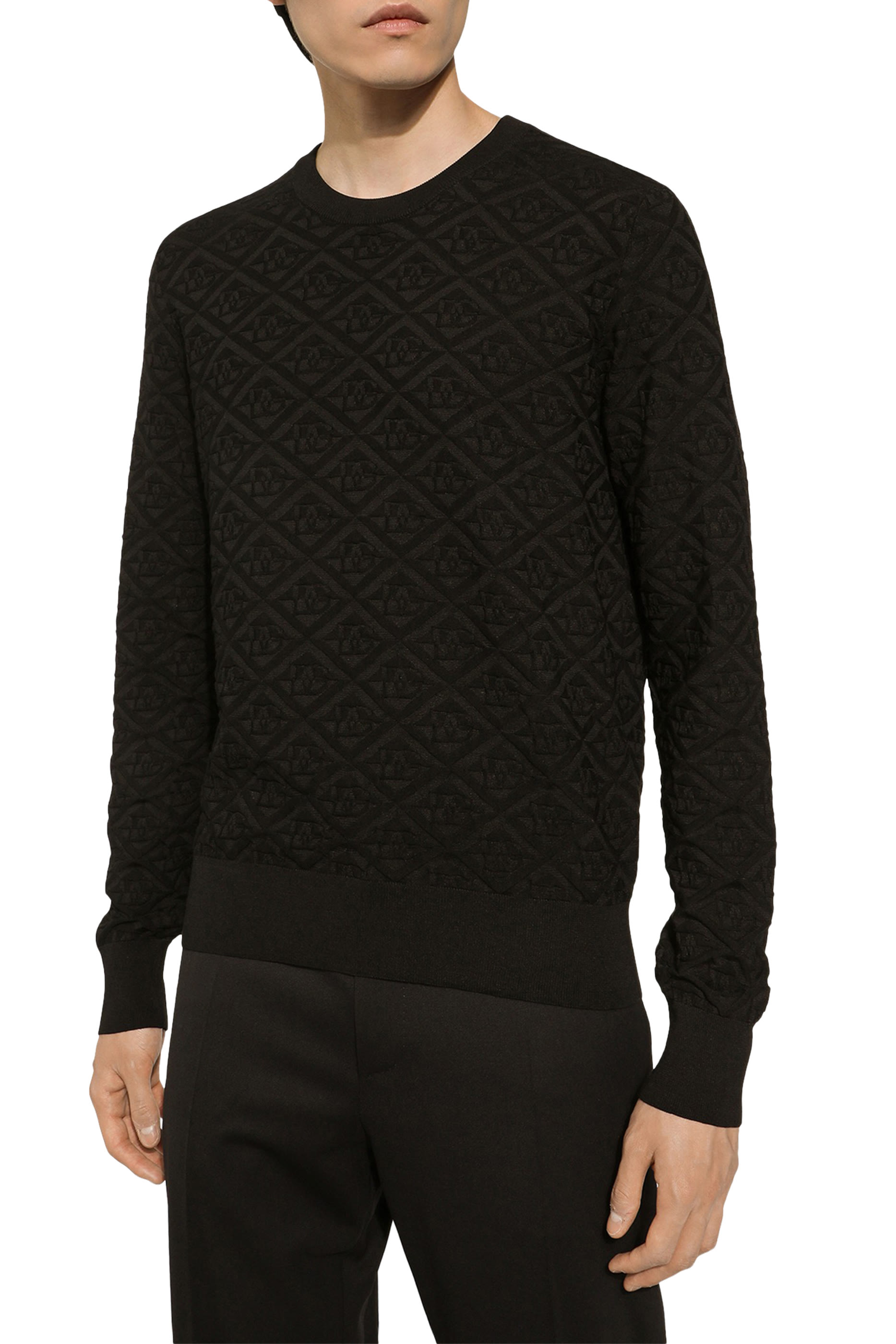 All-Over DG Logo Silk Round-Neck Sweater