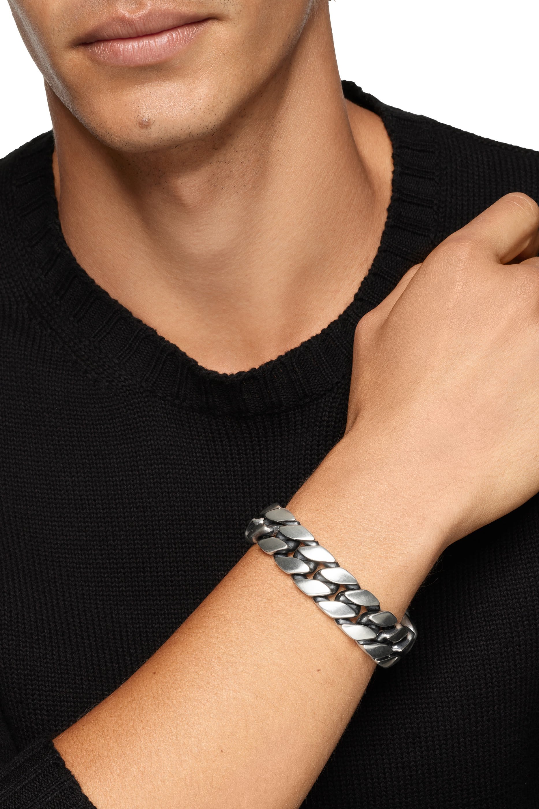 Curb Chain Bracelet, Platinum