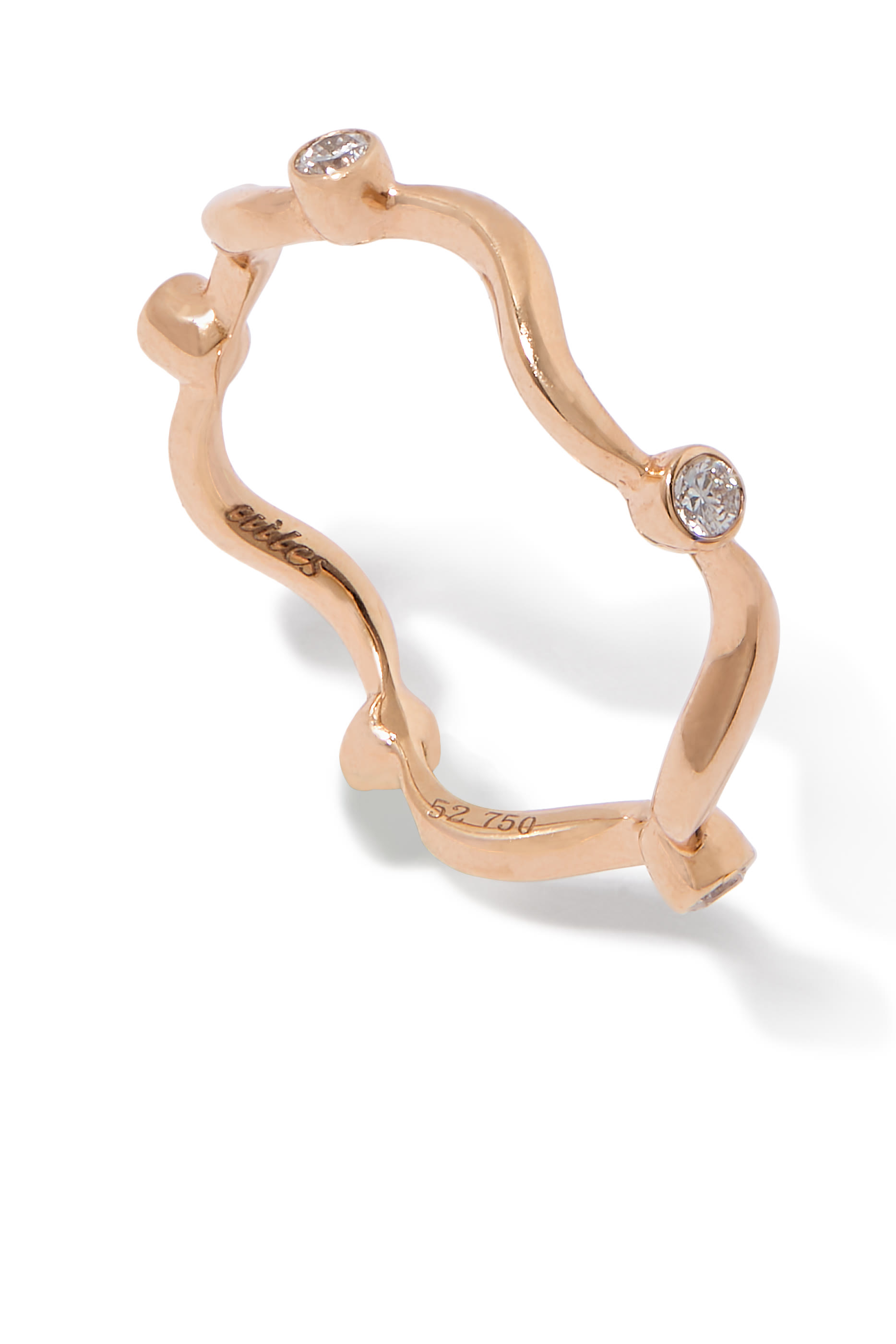 Single Wave Ring, 18k Rose Gold & Diamonds