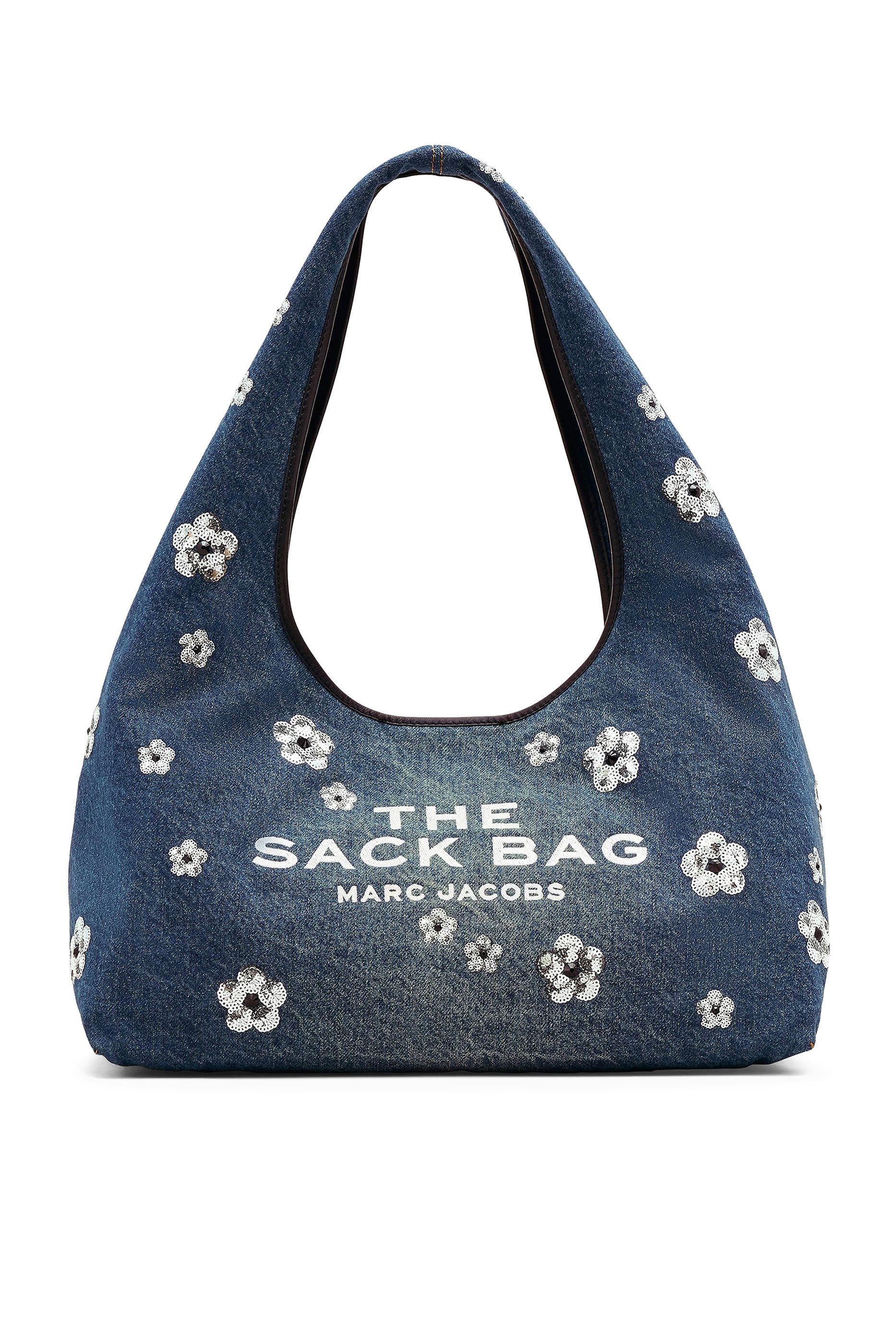Sequin Daisy Denim Sack Bag