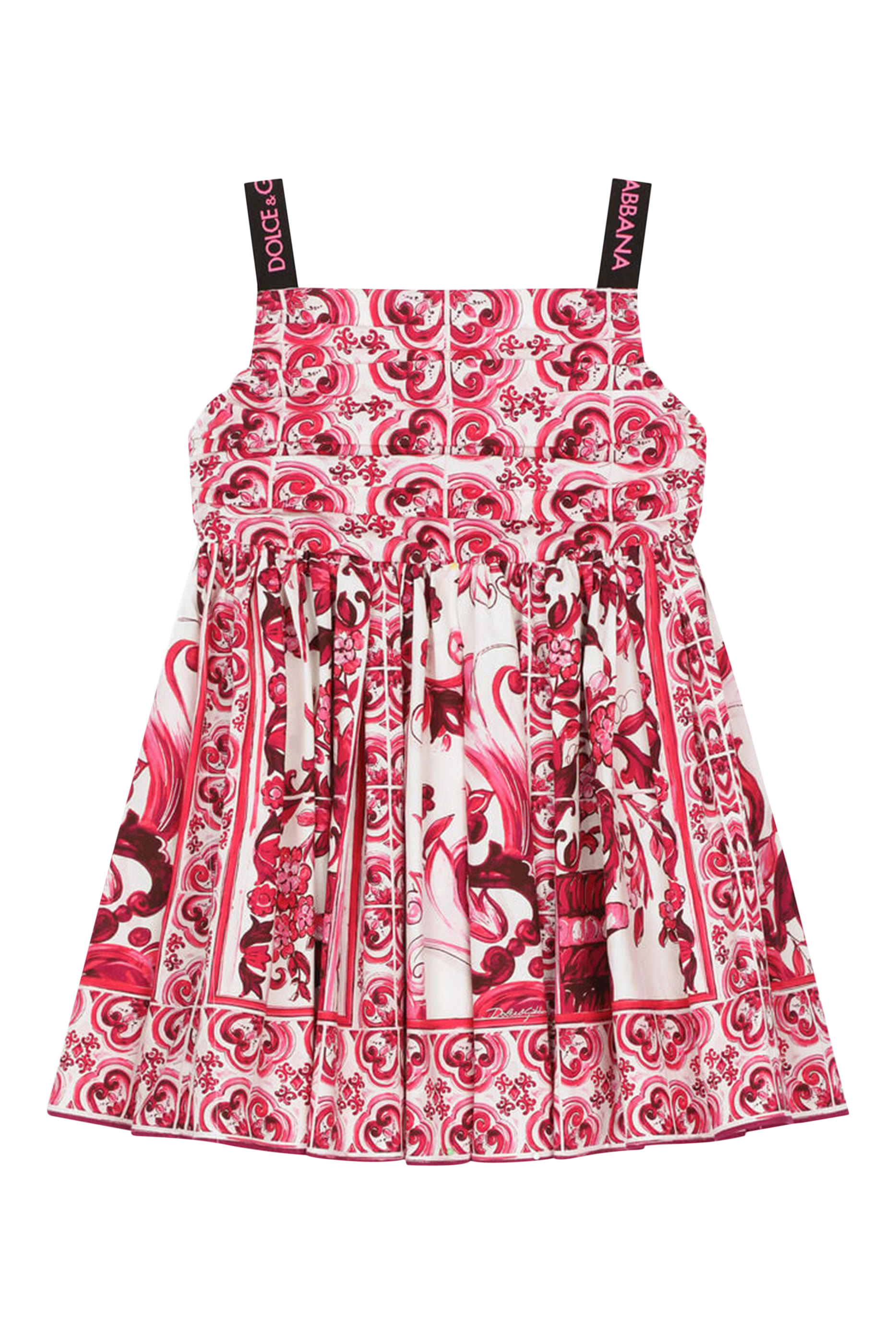 Kids Short Majolica Print Poplin Dress