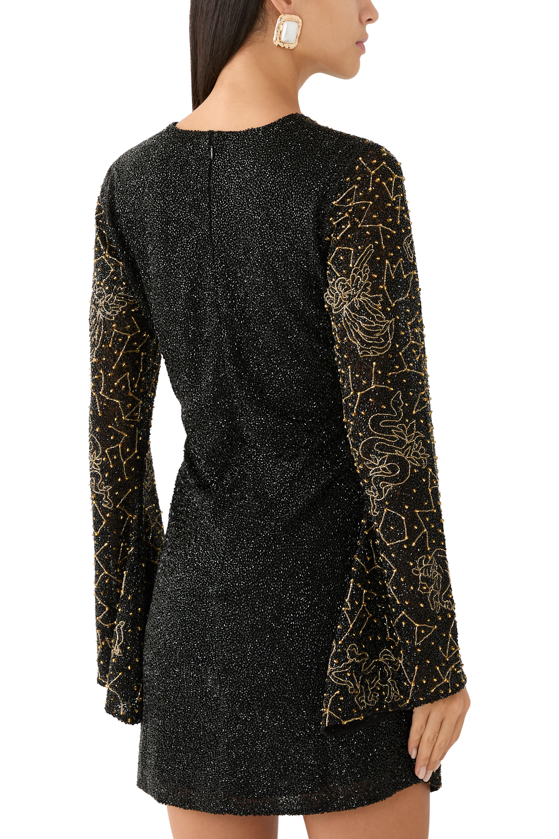  Long Sleeved Chiffon Mini Dress