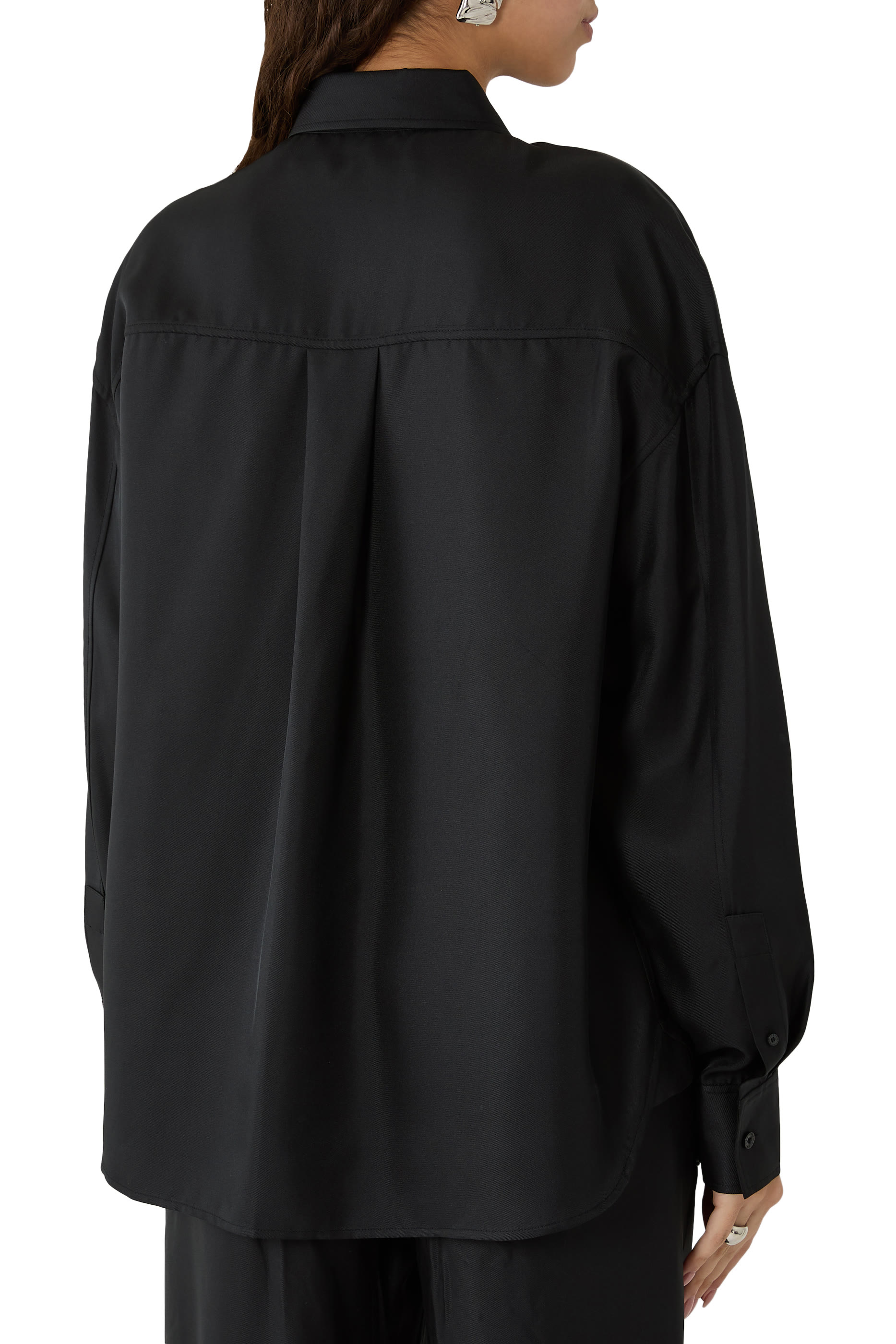 Silk Slashed Sleeves Shirt