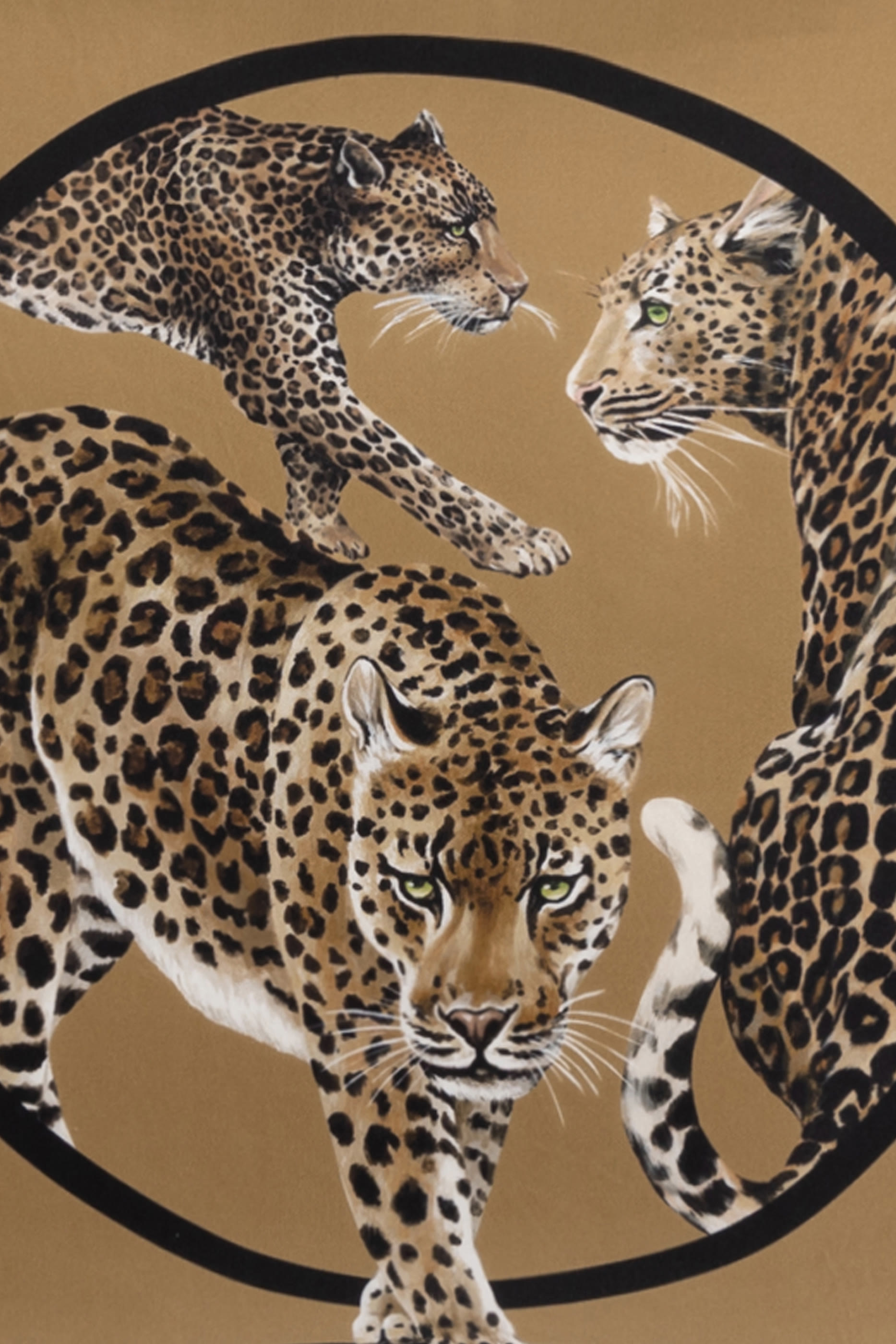 Three Leopardi Silk Twill Cushion Small