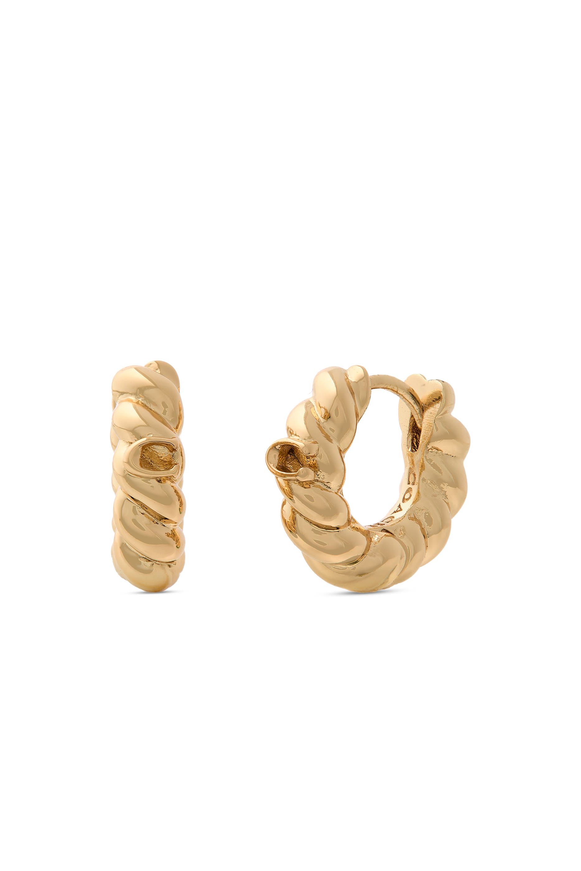 Logo Huggie Hoop Earrings, Metal