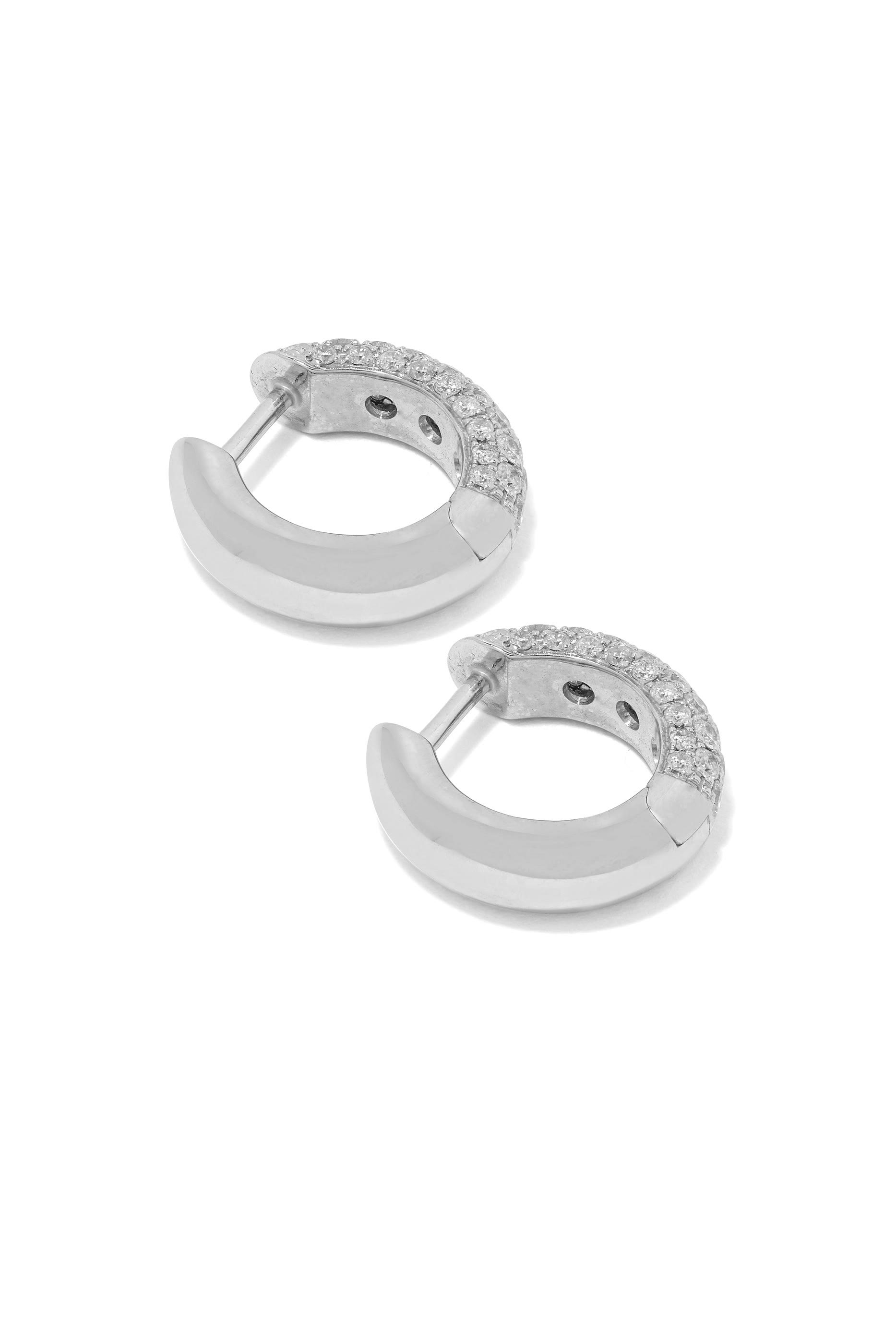 Chunky Hoop Earrings, 18k White Gold & Diamonds
