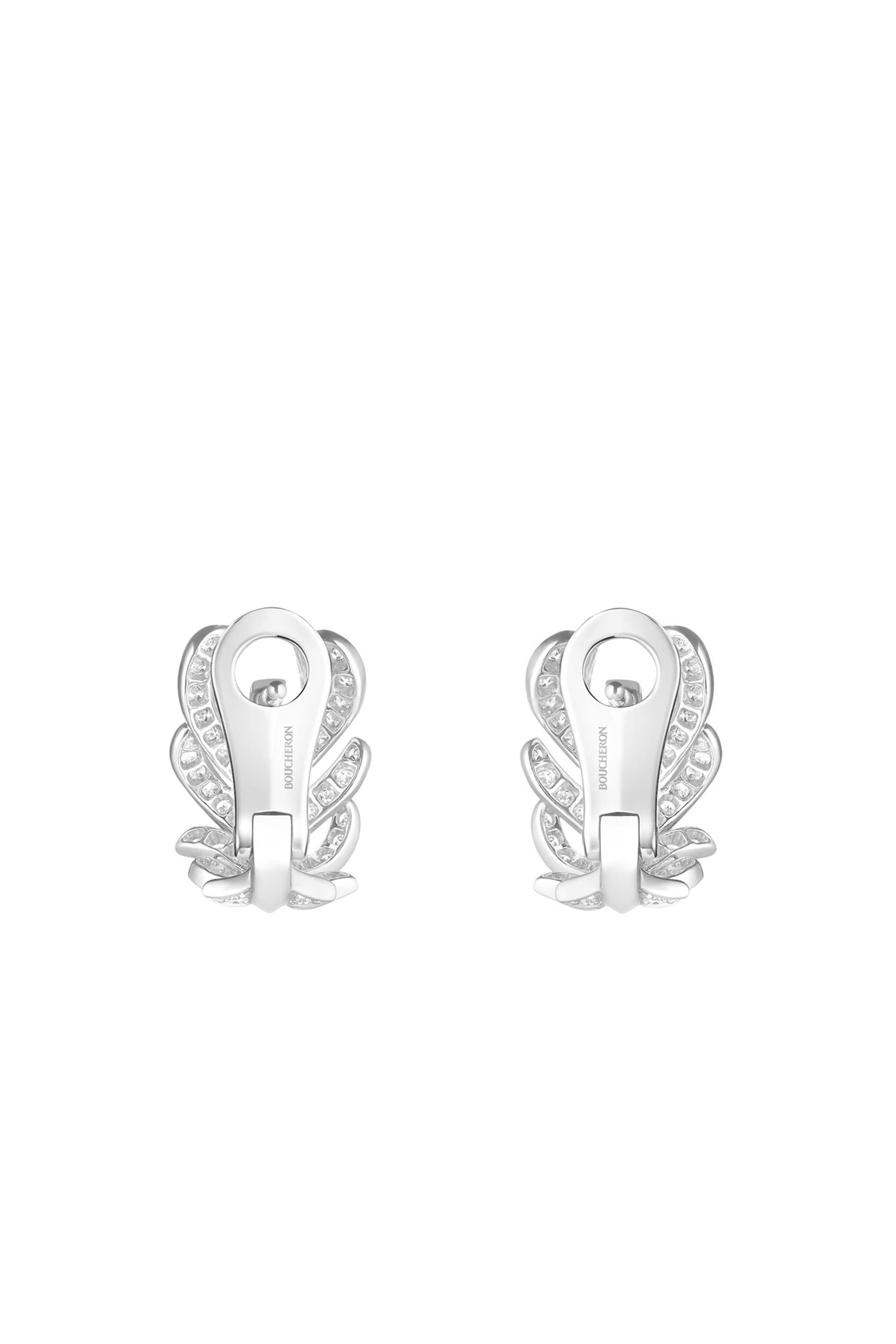 Plume de Paon Small Earrings, 18K White Gold & Diamonds