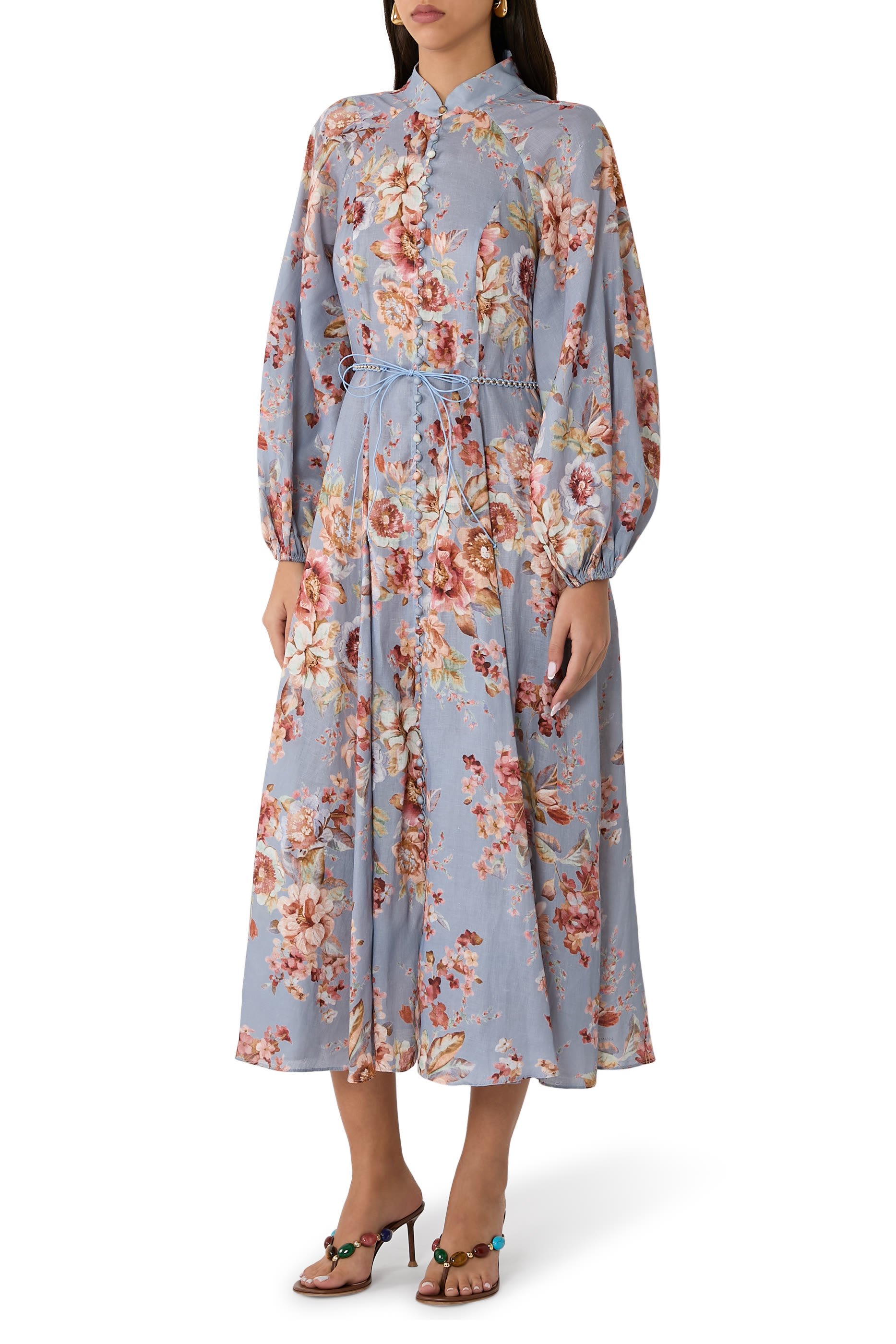 Awaken Floral Linen Midi Dress